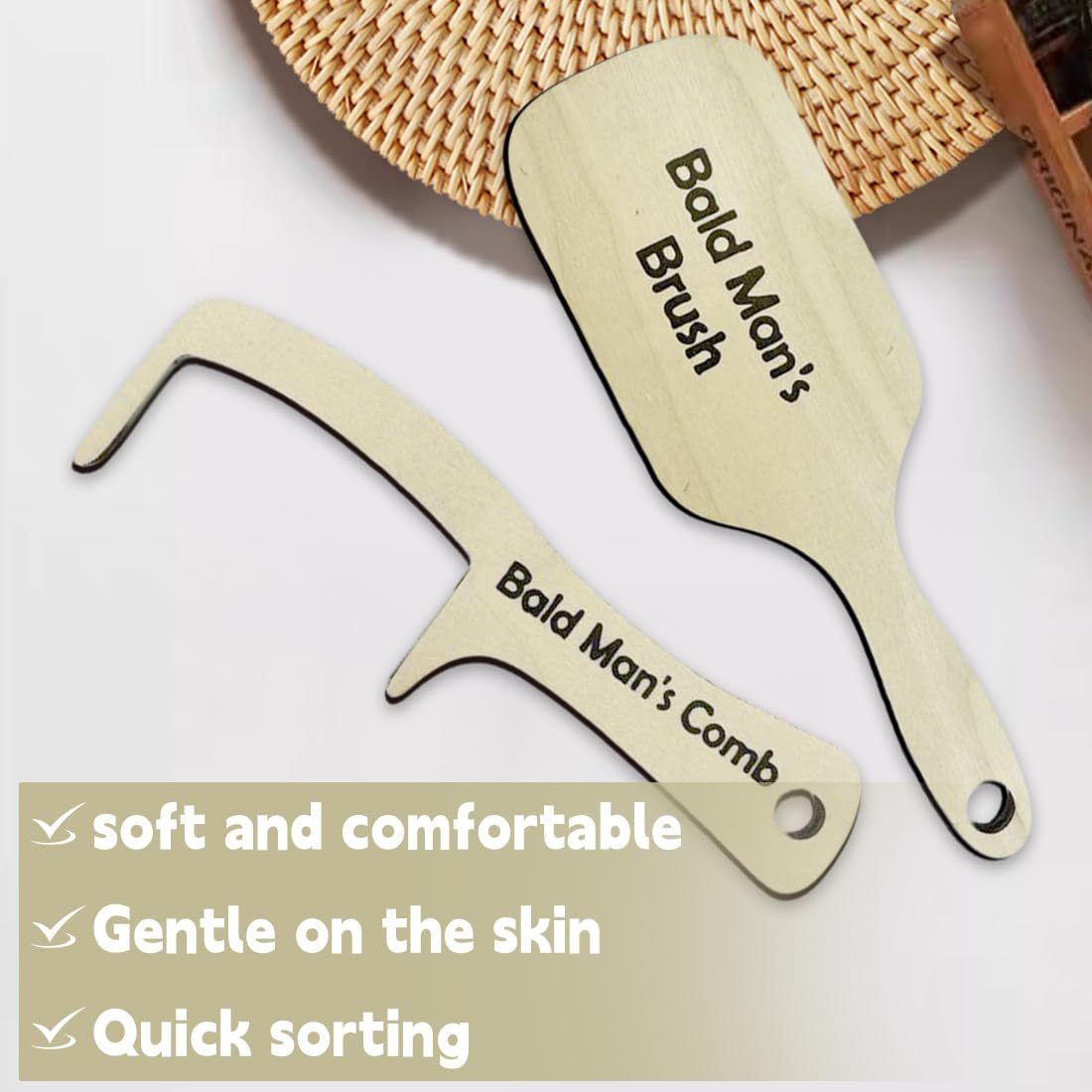 2 Pezzi Kit Pettine Per Calvi Pettine E Spazzola Divertenti Per Uomini Calvi In Legno Regalo Divertente Per Uomini Calvi