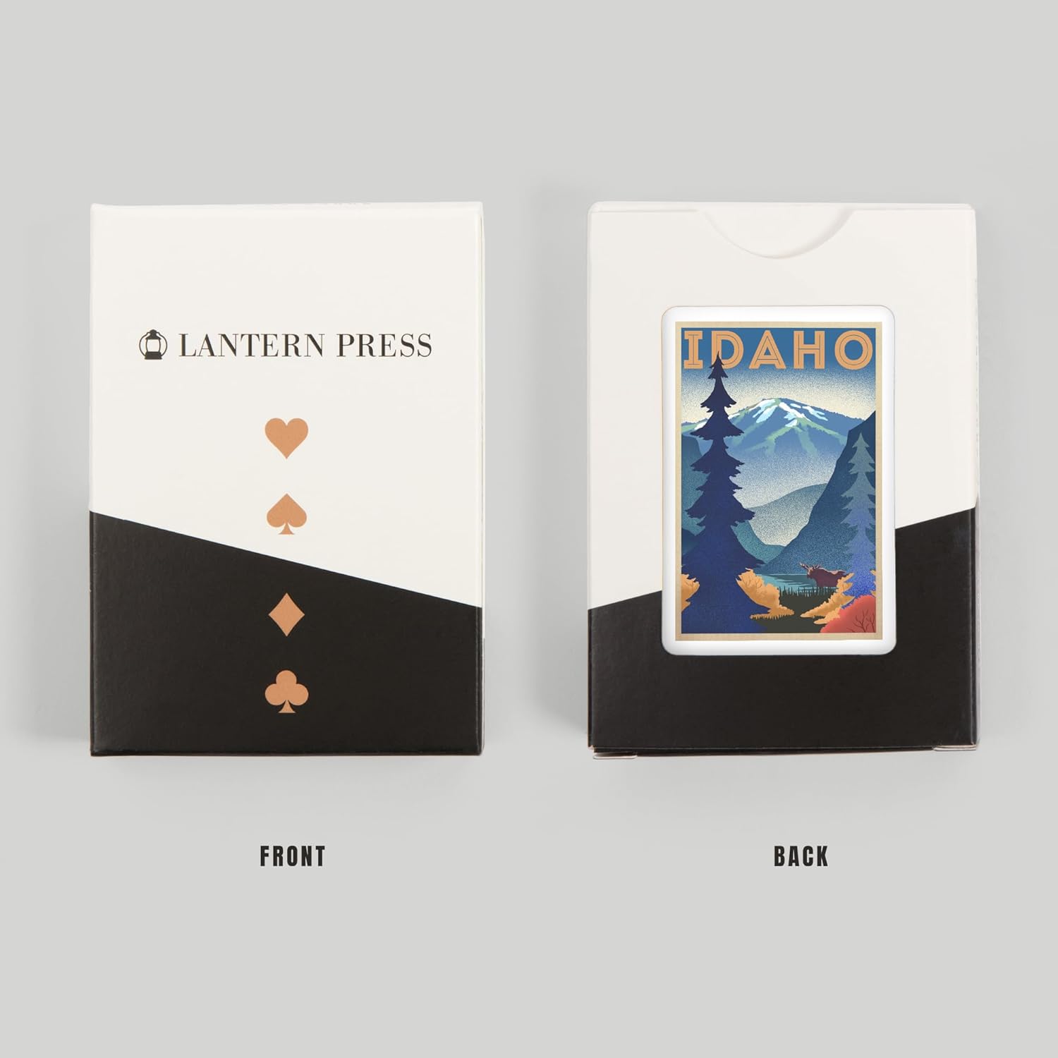 Lantern Press Idaho, Moose and Mountain, Lithograph, 52 Playing Cards for Adults, Poker Size Card Deck