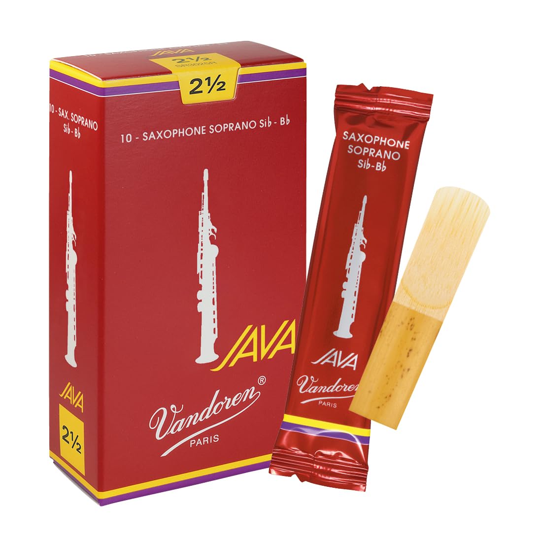 Vandoren Java RED Soprano Saxophone Reeds - Box of 10 - Strength 2.5