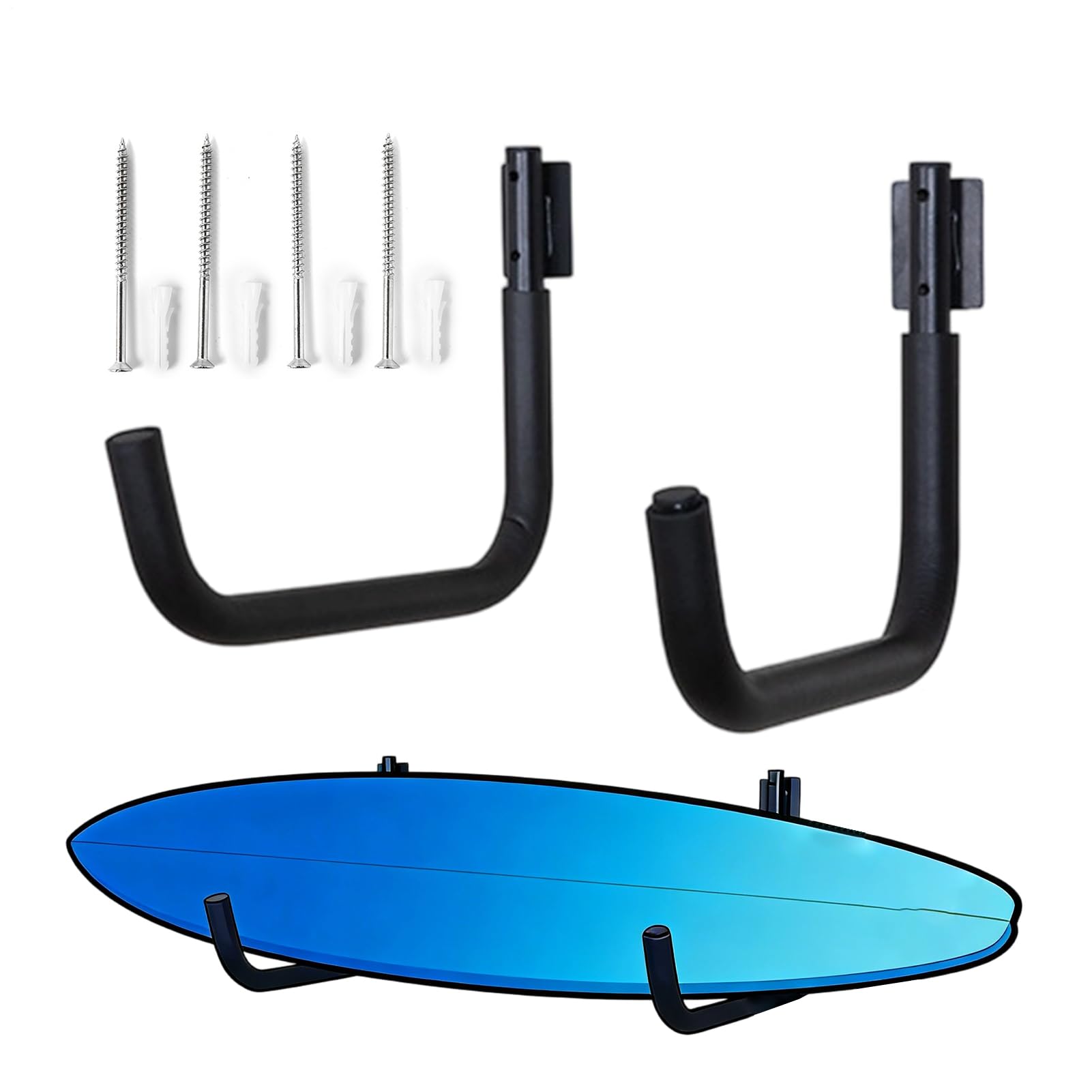 Supporto per Kayak – 1 Paio di Supporti – Rack per tavola da Surf Montaggio a Parete – per tavola da Surf, Canoa, Wakeboard, Barca, Bicicletta, Sport, casa, Soggiorno, Appartamento