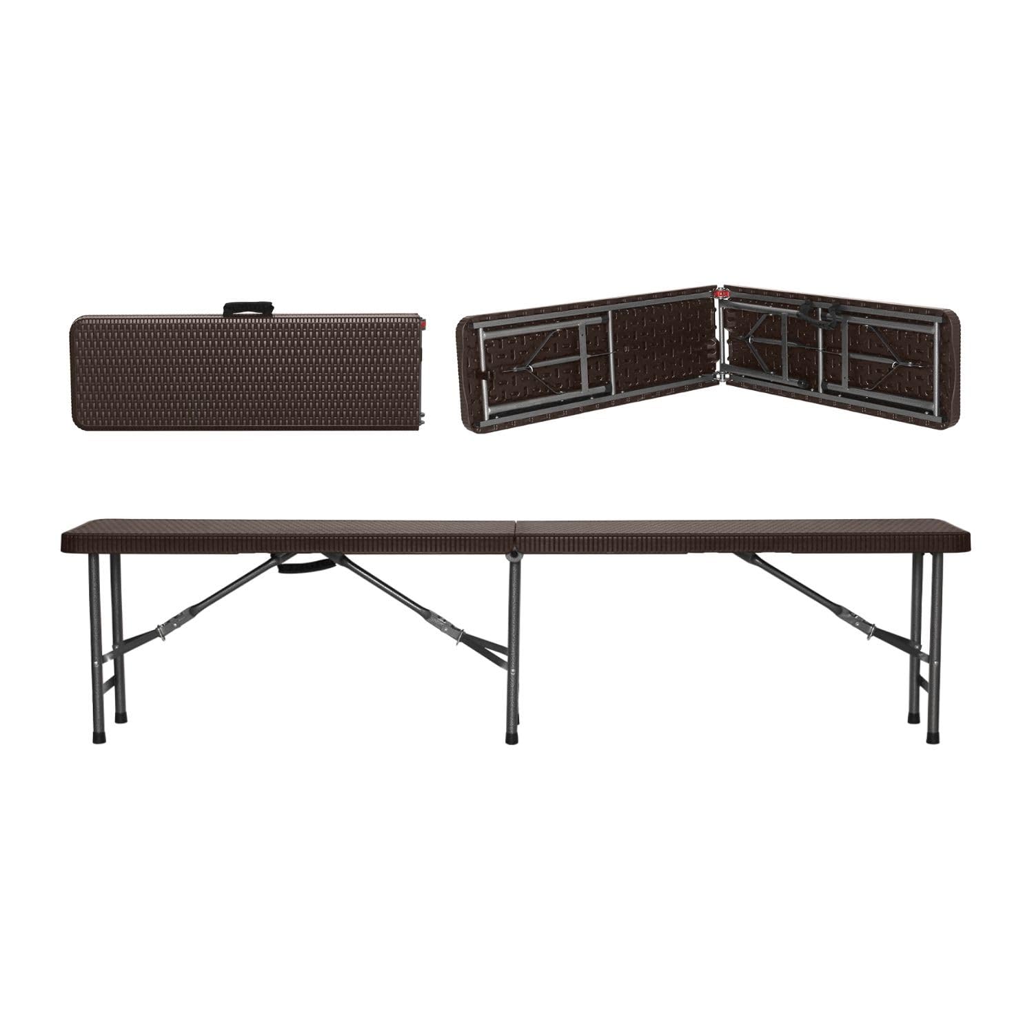 THINIA HOME Banco Plegable Catering Efecto Ratán 180x30x43cm