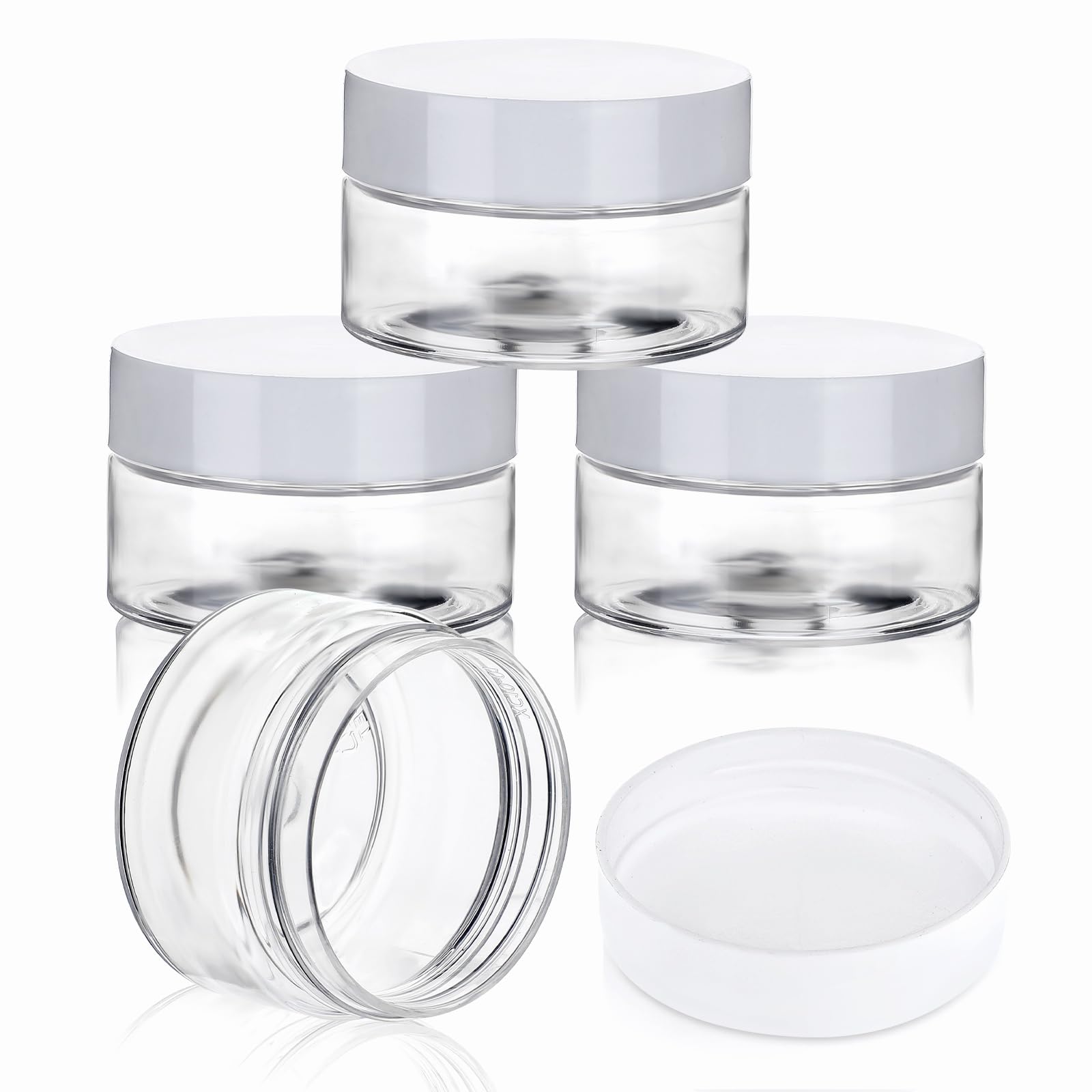 4 Pcs 1 OZ Travel Jars for Creams Small Travel Size Toiletries Plastic Jars with White Lids Cosmetic