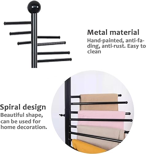 Miniatura 10 de Estante para bufandas, soporte para bufandas en espiral, soporte para hiyab, 30 varillas para múltiples bufandas, bolsos, sombreros, organizador de