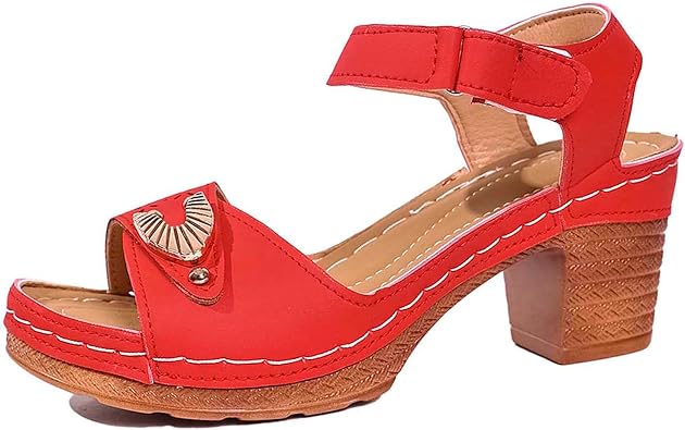Women Summer High Heel Sandals Open Toe Strappy Dressy Casual Comfortable Breathable Fashion Footwear for Outing