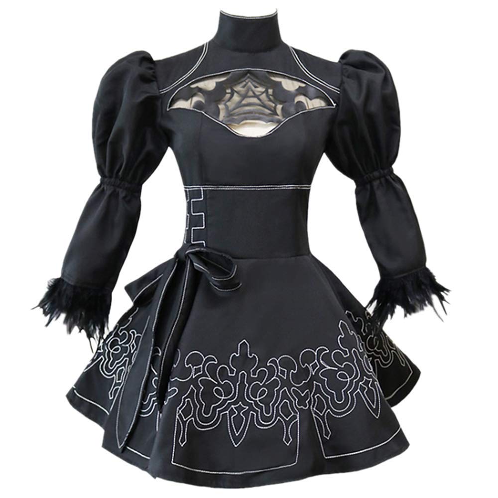 Charous Women's Black Game Nier：automata Cosplay Costume,Uniform Used For Halloween Christmas Carnival Theme Party Cosplay 2B Full Set