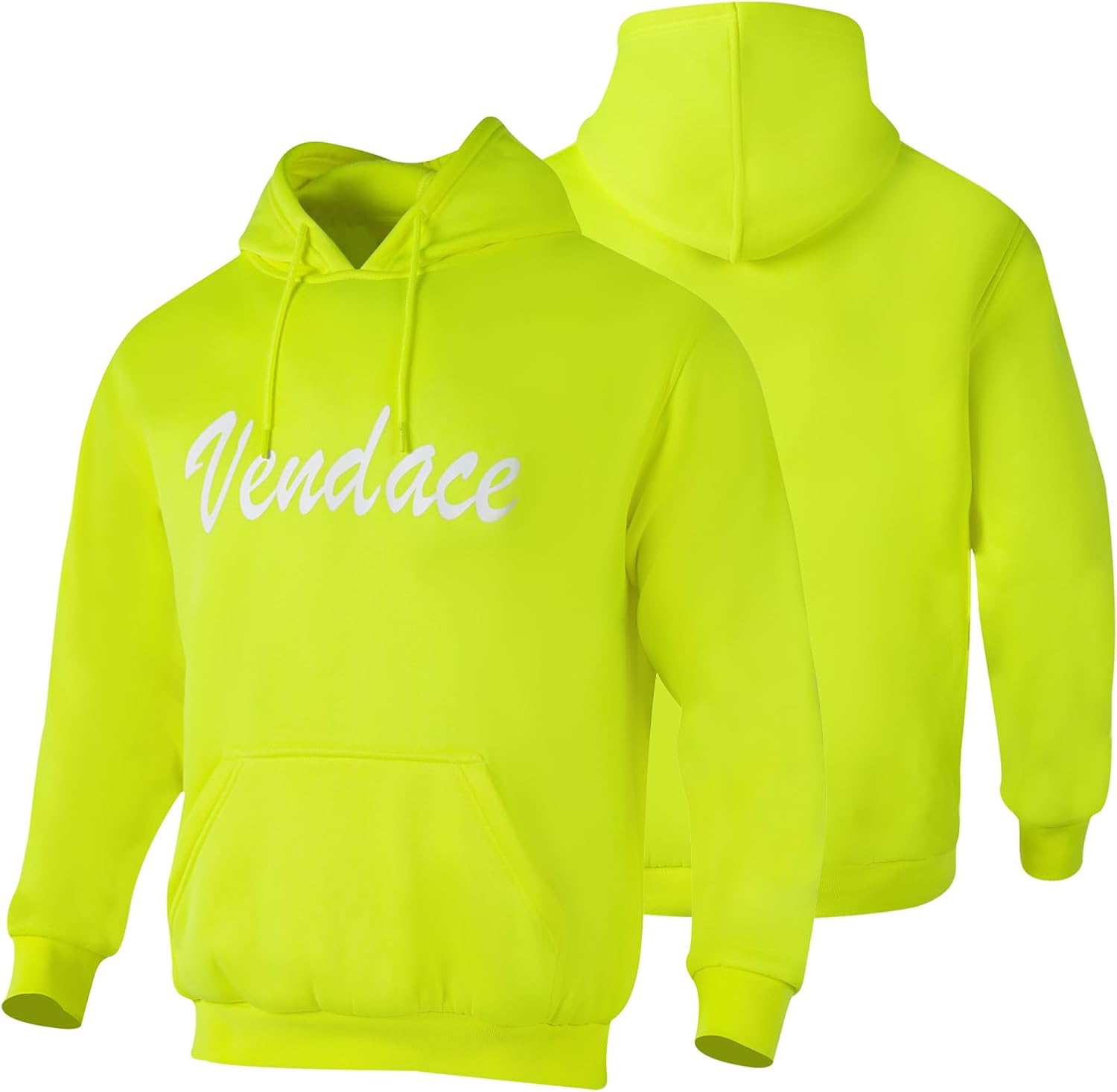 VENDACE Men's High Visibility Fleece Hoodie Sweatshirt-Safety Workwear Pullover Hoodie