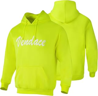 VENDACE Men's High Visibility Fleece Hoodie Sweatshirt-Safety Workwear Pullover Hoodie