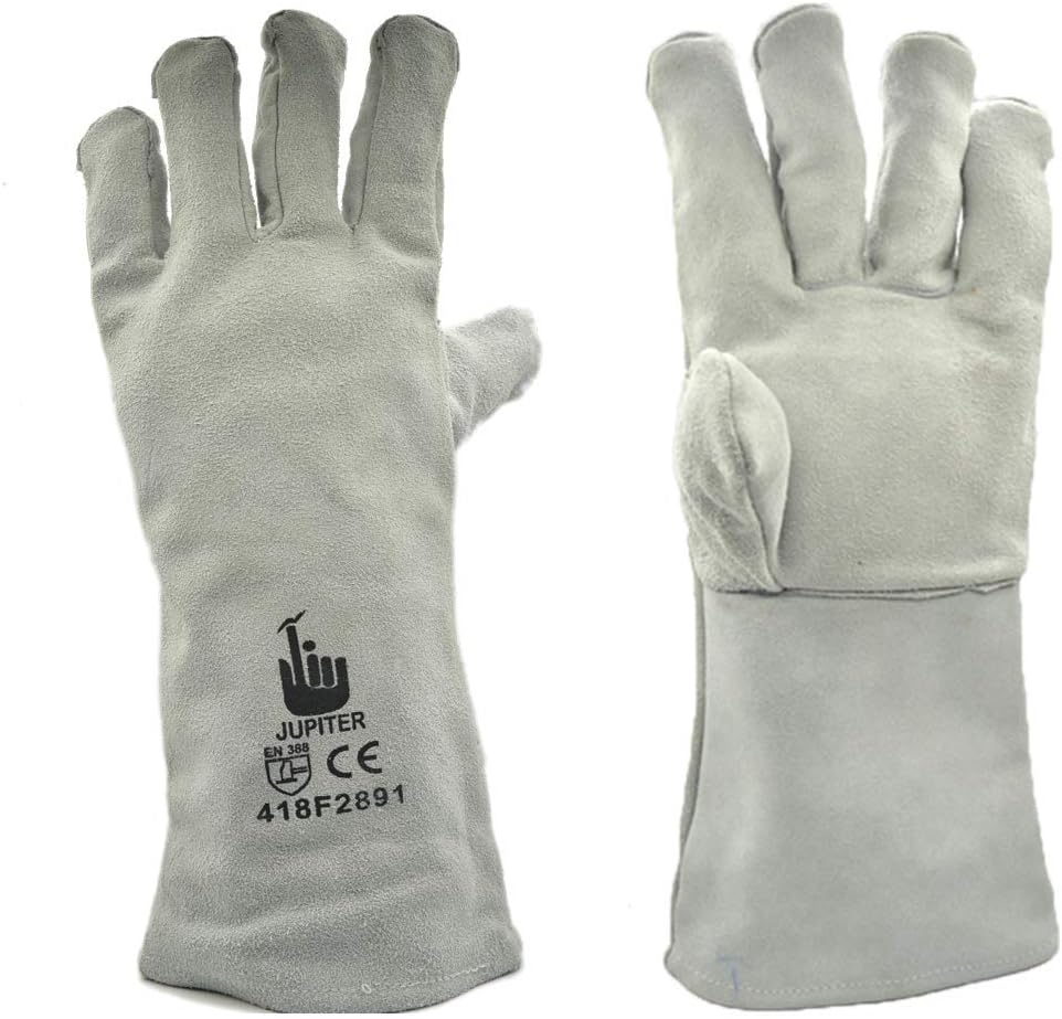 Jupiter IndustriesJupiter Industries Rose Gardening Puncture Resistant Leather Gloves for Pruning Blackberries/Thorny Bushes/Roses/Wild Plants - White - 16 Inch (Pack of 1)