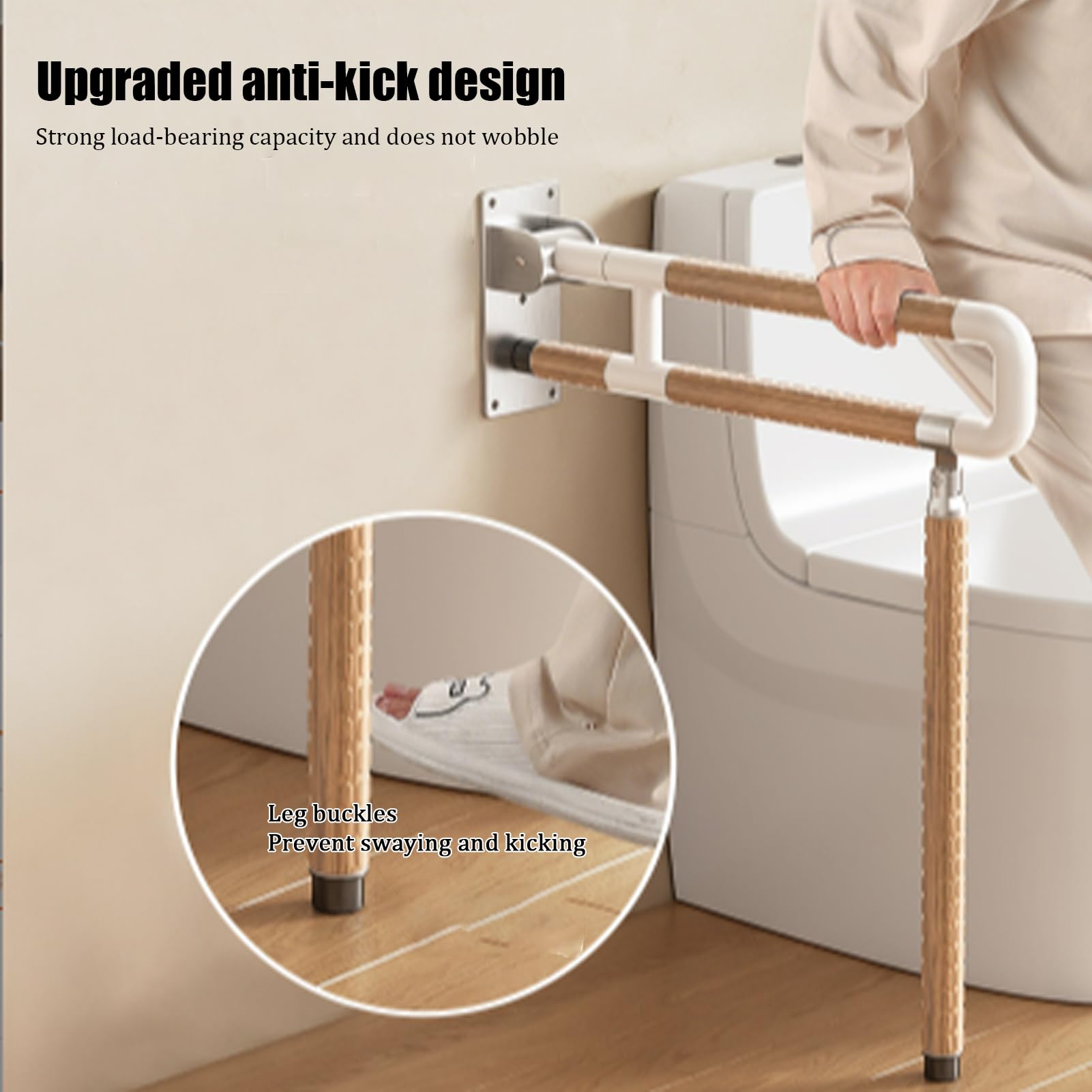 Barra di sostegno ribaltabile con gamba, per bagno e disabili, con impugnatura antiscivolo, in acciaio inox, luminosa, per la doccia, aiuto per la sicurezza, per anziani, donne incinte, disabili