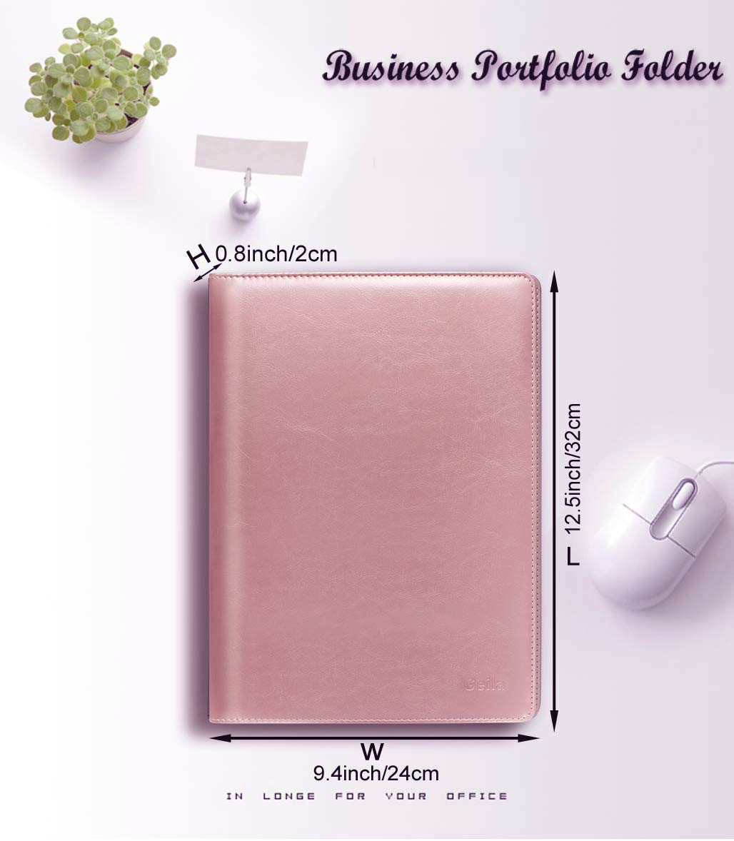 Leather Resume Storage Clipboard Folder Portfolio - GES Clipboard A4 Folder for Business School Office Conference (New Rose Gold) - Image 2