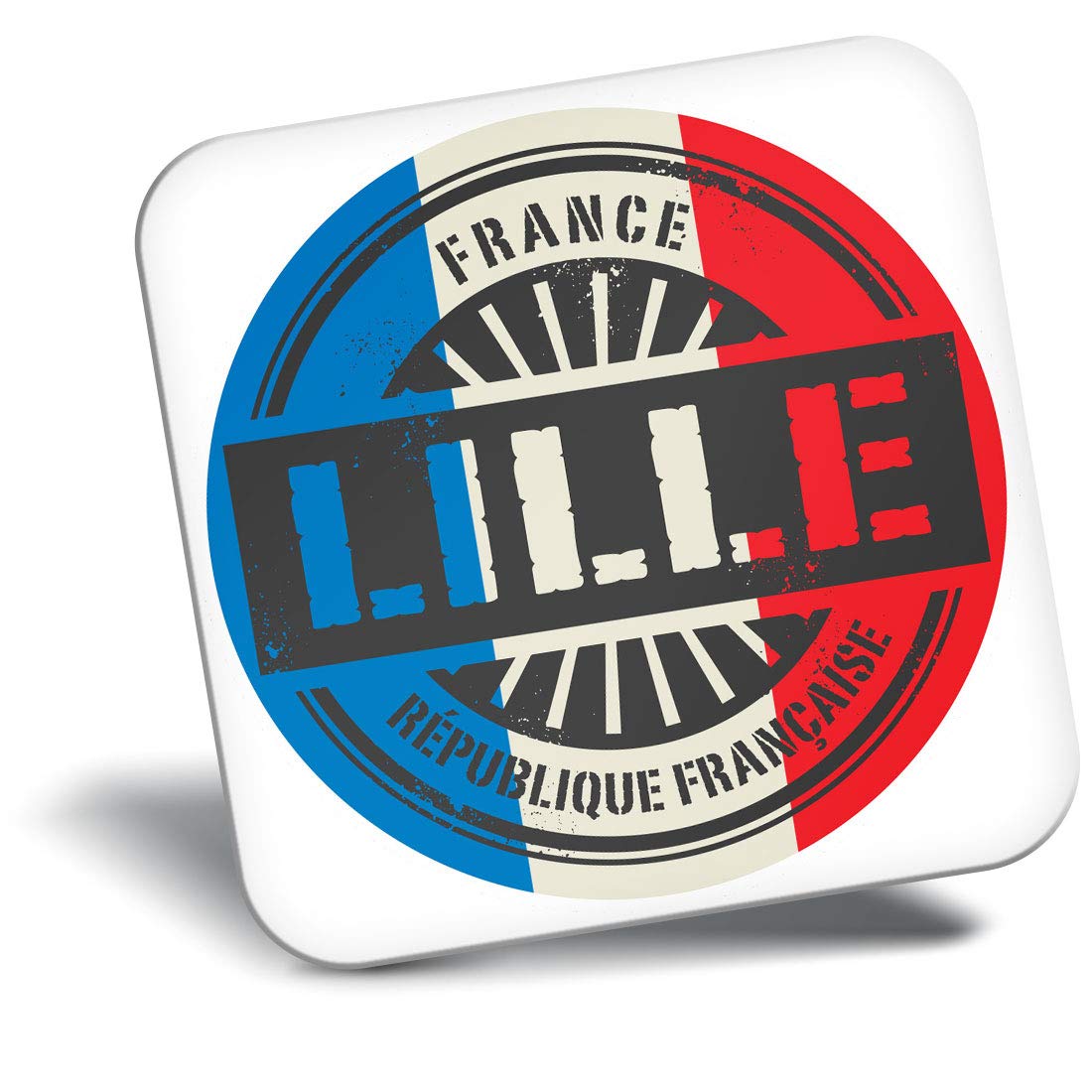 Destination Vinyl Ltd Multicolor Fridge Magnet - Lille France French Flag 6025
