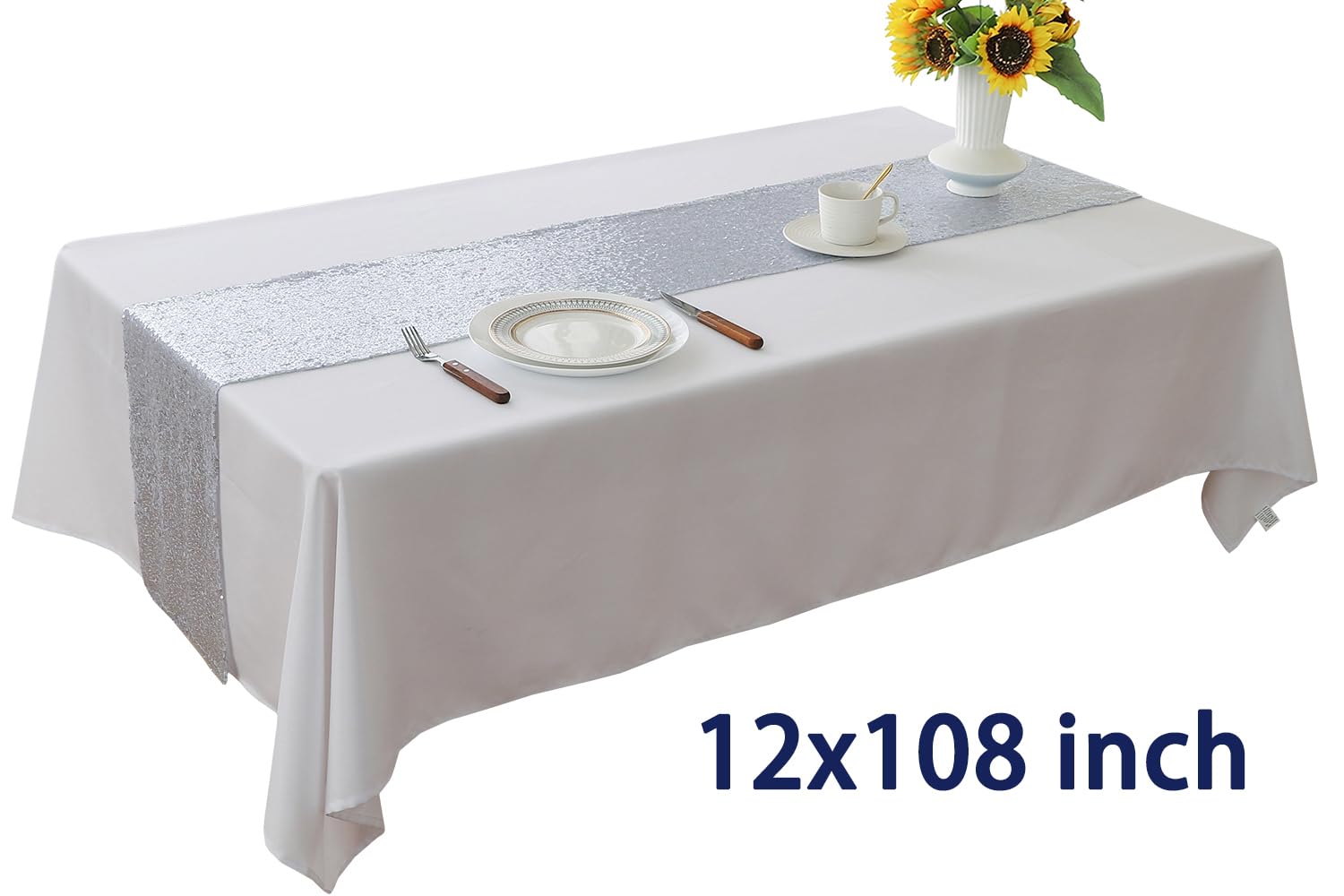 Runner da tavola color argento, confezione da 10, con paillettes, lunghezza 30,5 x 274,4 cm, per matrimoni, feste, compleanni, riunioni, eventi, decorazioni