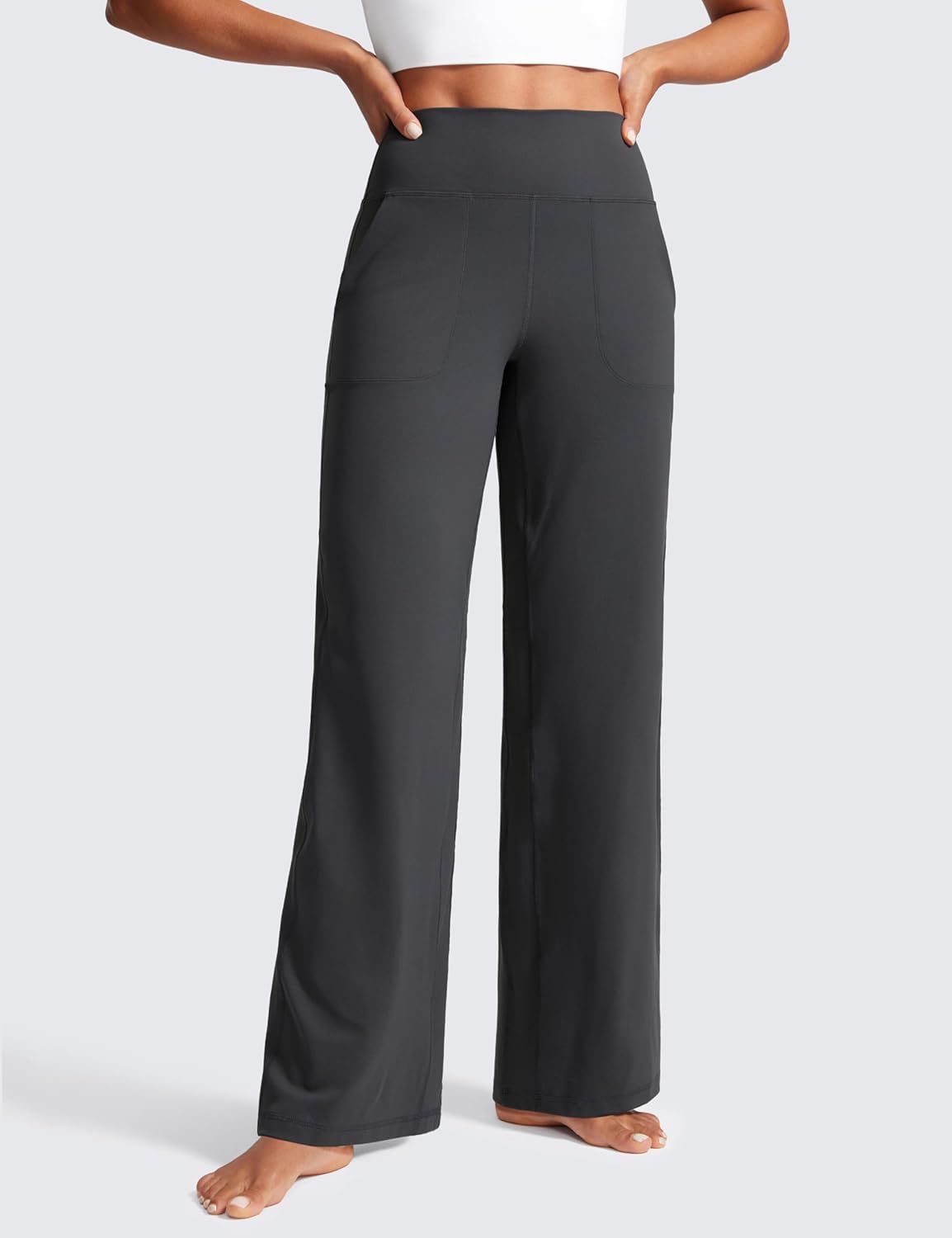 CRZ YOGA Butterlift Wide Leg Pants Pockets 29"/31"/33" - High Waisted Yoga Lounge Buttery Soft Comfy Casual Womens