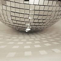 Vista 3 de Boshen Bola de espejo de discoteca de 8 pulgadas con anillo para colgar, luz de bola de discoteca plateada para fiesta, Navidad, DJ, escenario