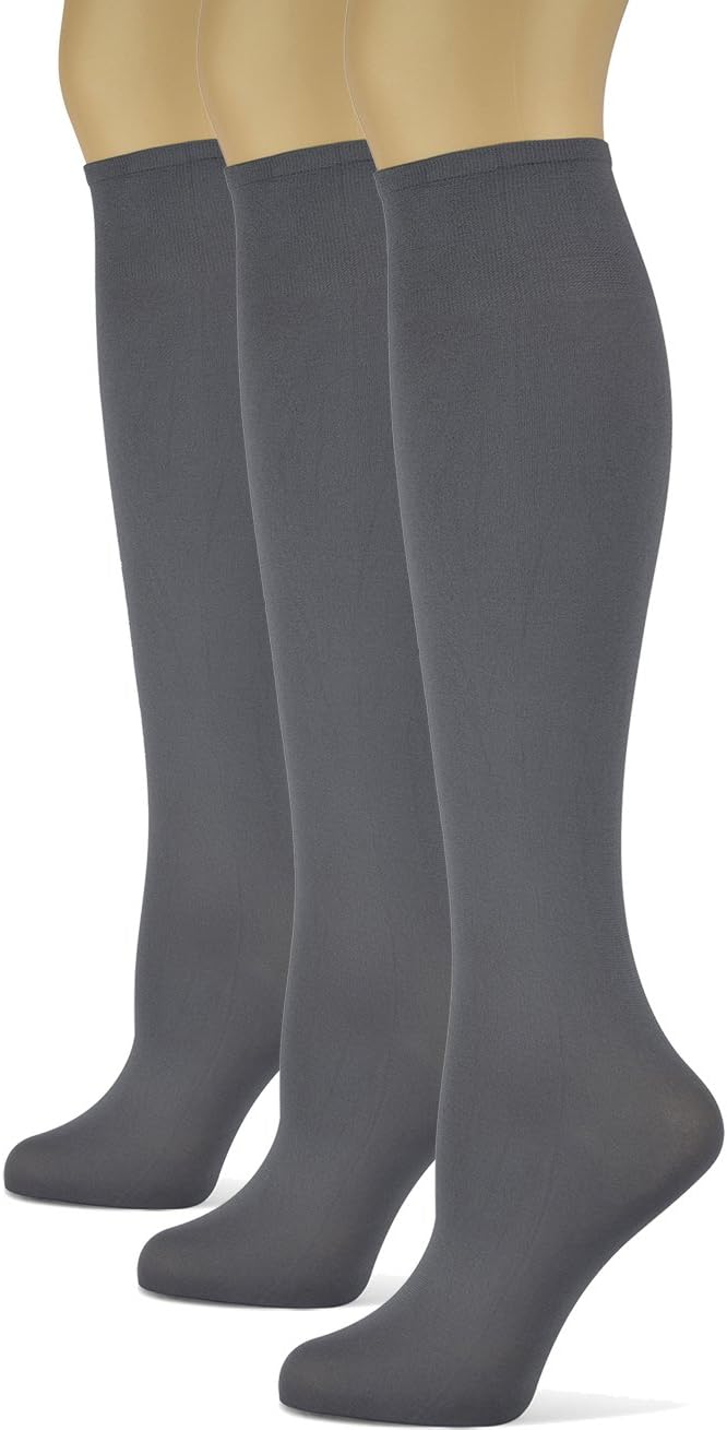 SoxtrotSox Trot Women's Solid Knee High Trouser Socks, Silky Soft Thin Material, Tall Boot Socks 3 Pairs
