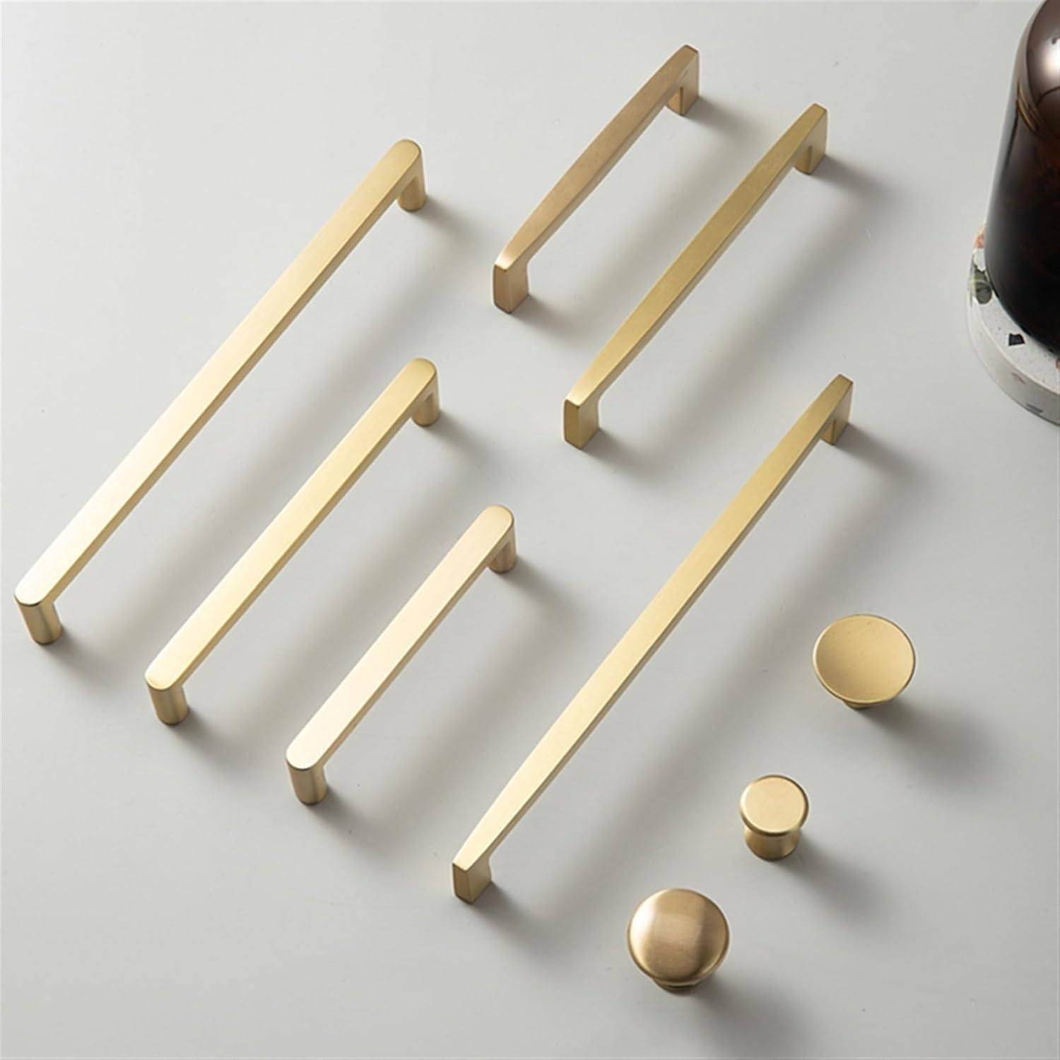 Cabinet Handle Drawer Wardrobe Pulls Solid Brass Cupboard Pull Dresser Knob Brass Furniture Long Handle 1Pcs (Color : LT189, Size : 6pc)