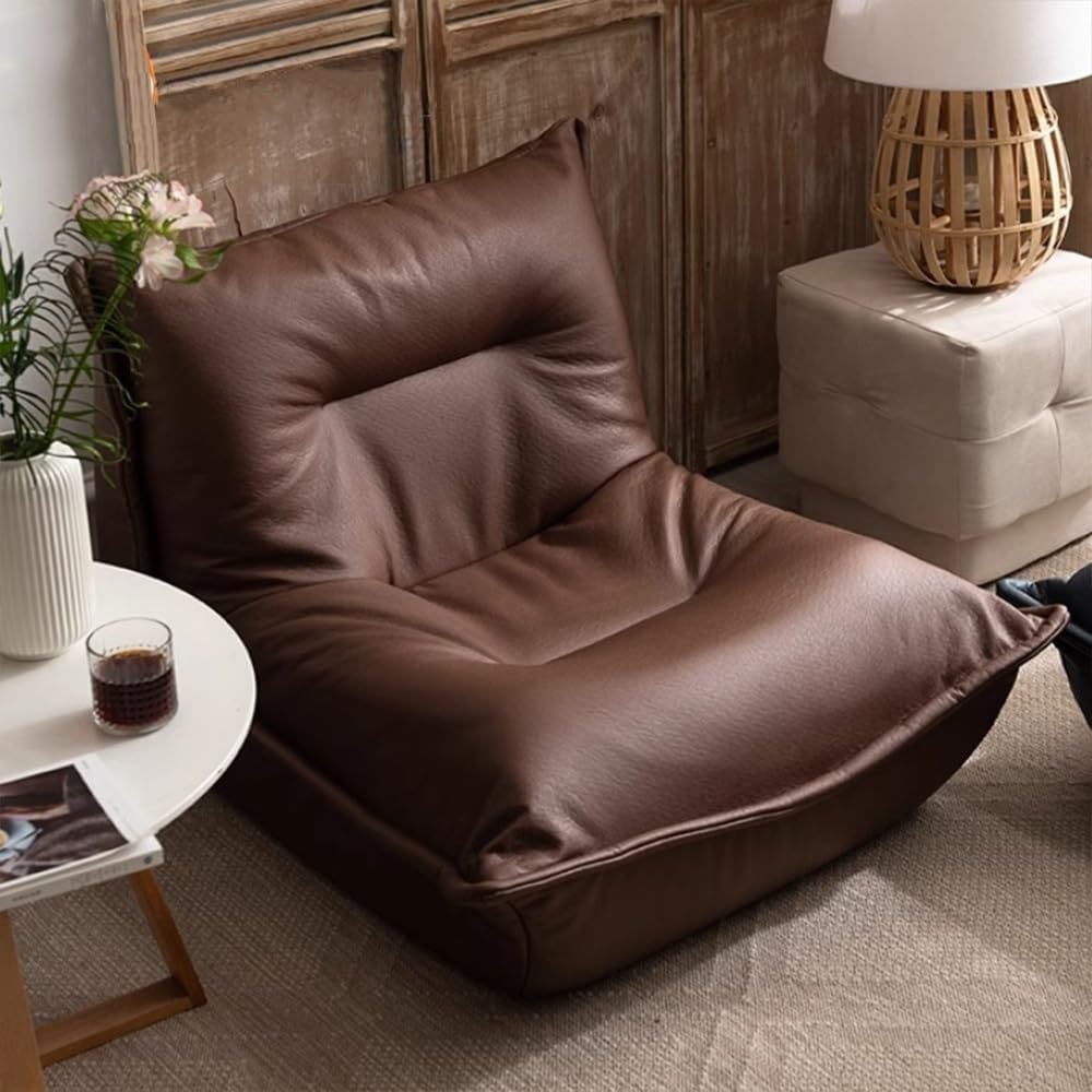 Bean Bag Chair Cover for Kids Teens Adults (No Filler) Soft Faux Leather Beanbag Couch Pouf Sofa Case Lazy Armchair Couch Floor Seating Living Room Furniture(Dark Green)