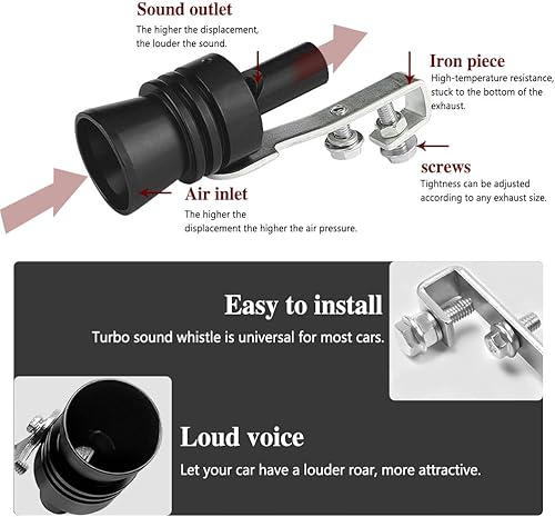Miniatura 3 de 2 silbatos turbo para automóvil, silbato turbo universal de aleación de aluminio, tamaño XL, aleación de aluminio universal Turbo Sound silenciador