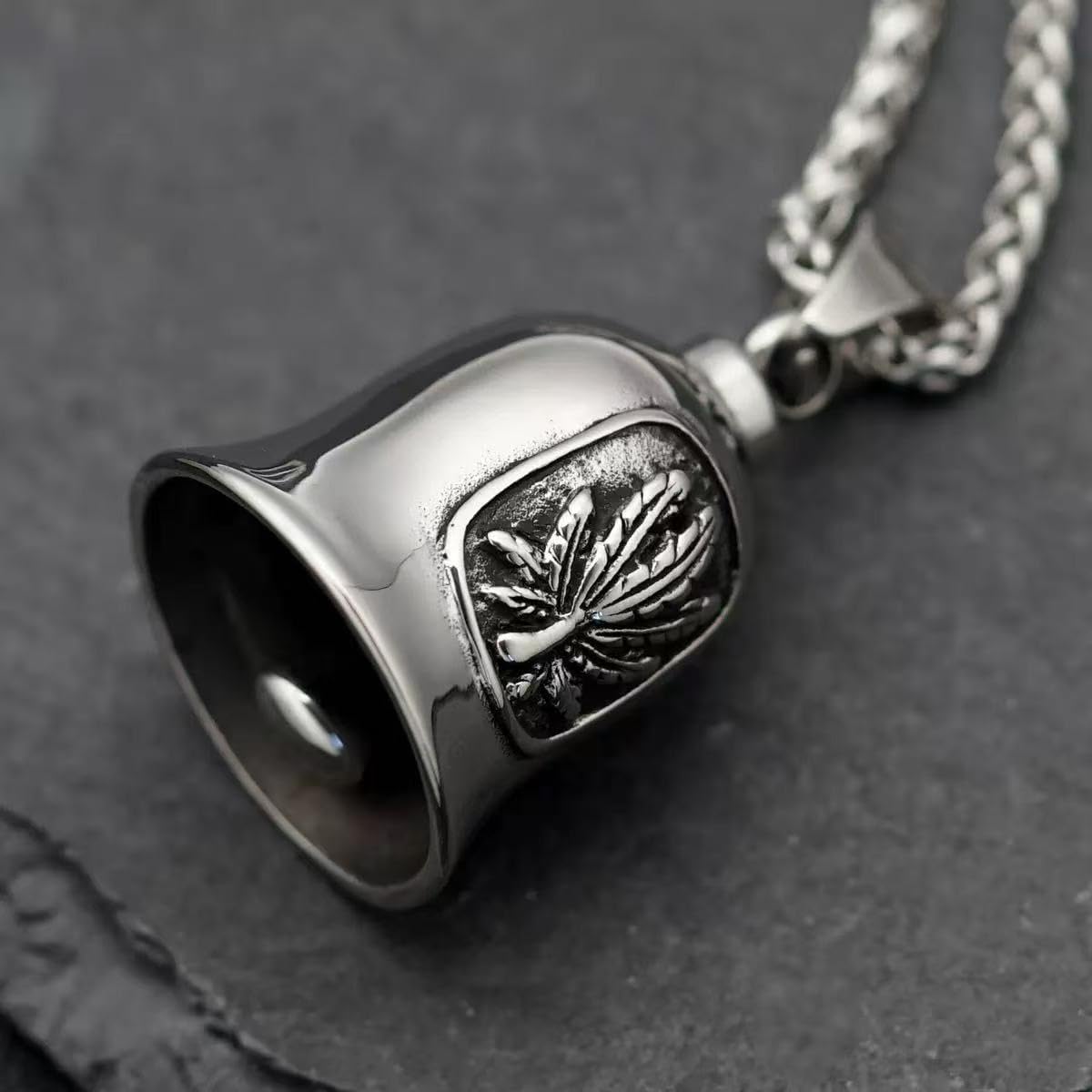 Leaf Motorcycle Ride Bell, Stainless Steel Bell Biker Accessory,Guard Riding Safety - Image 3