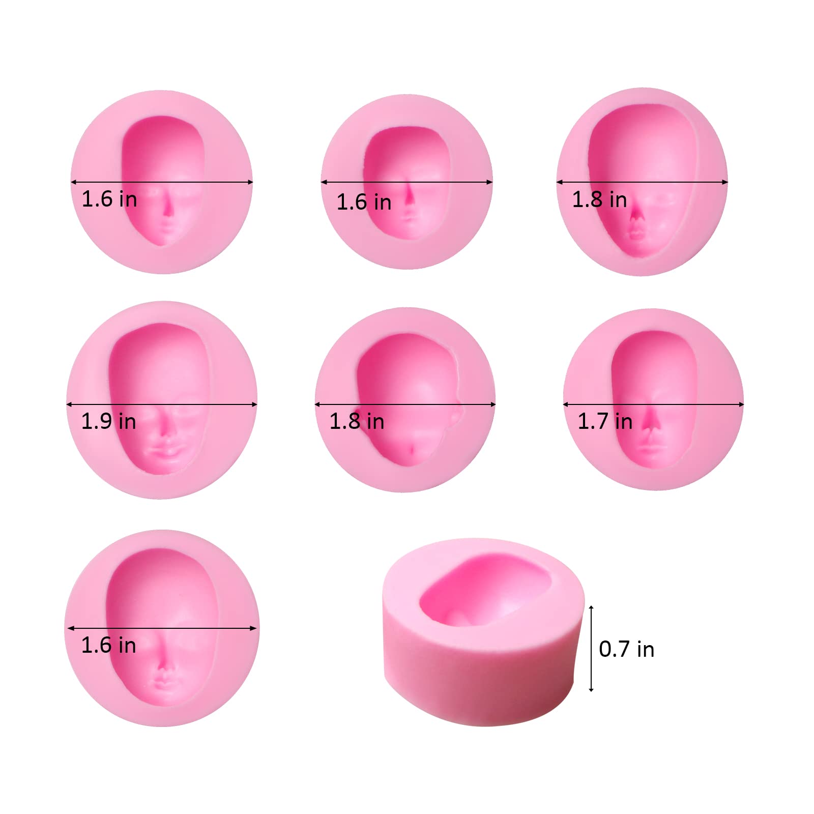 Human Face Fondant Silicone Molds, Baby Face Chocolate Molds, Tools Doll Face Kitchen Baking Molds for Cake Decoration Cupcake Topper Candy Sugar Craft Gum Paste Clay Resin