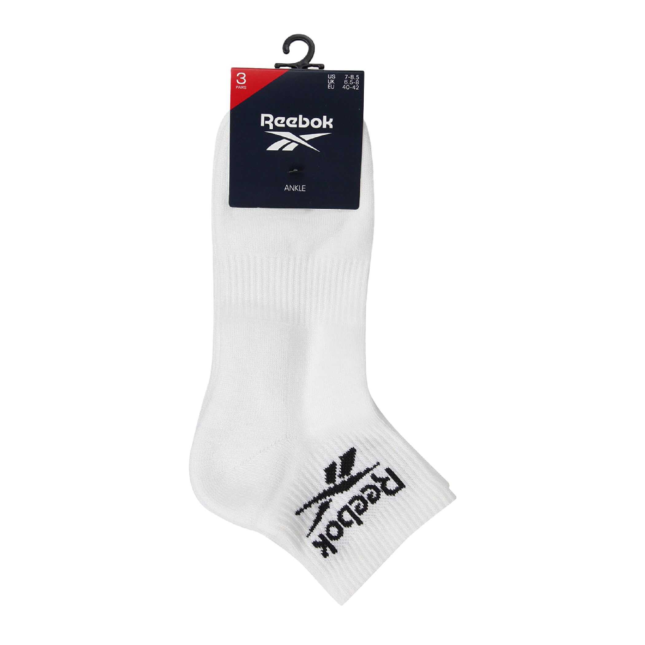 Reebok Chaussettes Cheville Unisex Core Ankle - Confortables Coton Respirant, Pour Usage Quotidien Sport Loisir Marche Yoga Fitness Lavables en Machine, Lot de 3 Paires