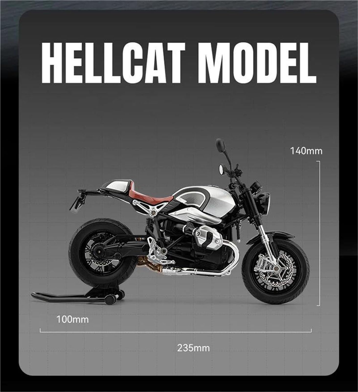 Modello di Giocattolo per La Simulazione di Motocicletta in Lega per BMW R Nine T 1/9 Modello Auto Giocattolo(Grey)