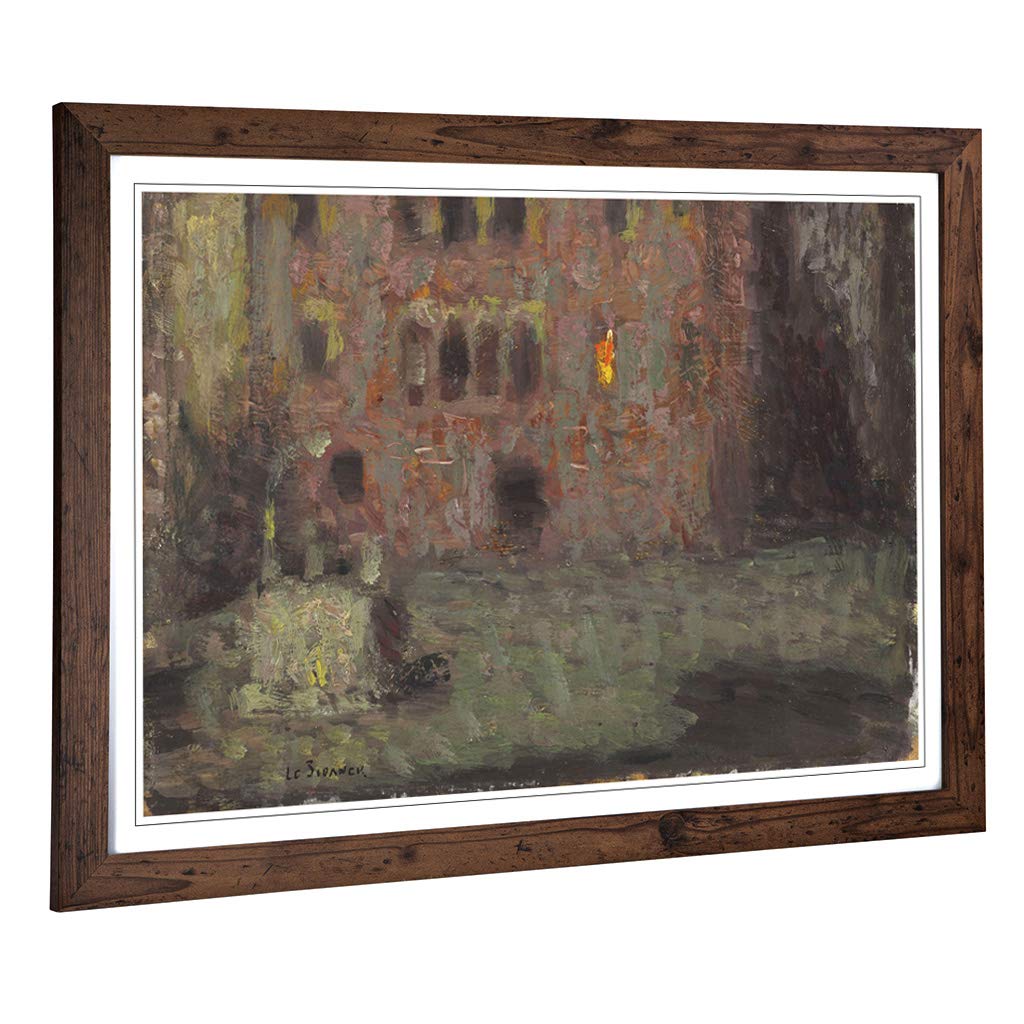Big Box Art Framed Print of Henri Le Sidaner Vieille Place Design | Wall Art Picture | Home Decor for Kitchen, Living, Dining Room, Bedroom, Hallway, Office, Walnut, A2 / 24.5x18 Inch / 62x45cm