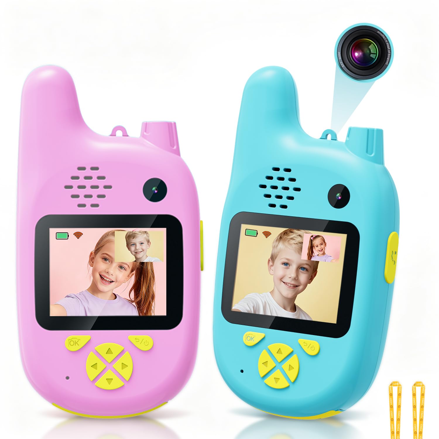 Photo 1 of 2 Pack Kids Video Walkie Talkies, Dual Camera & Voice Changer, Toys Gifts for Boys Girls 4 5 6 7 8 Birthday Christmas, Rechargeable Long Range Adventure Game Camping Outdoor Indoor