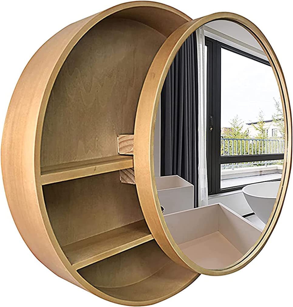 Elegante Armadio per Il Bagno a Parete con specchi Rotondi e Trucco - Soluzione Moderna per spazi di Vita organizzati.