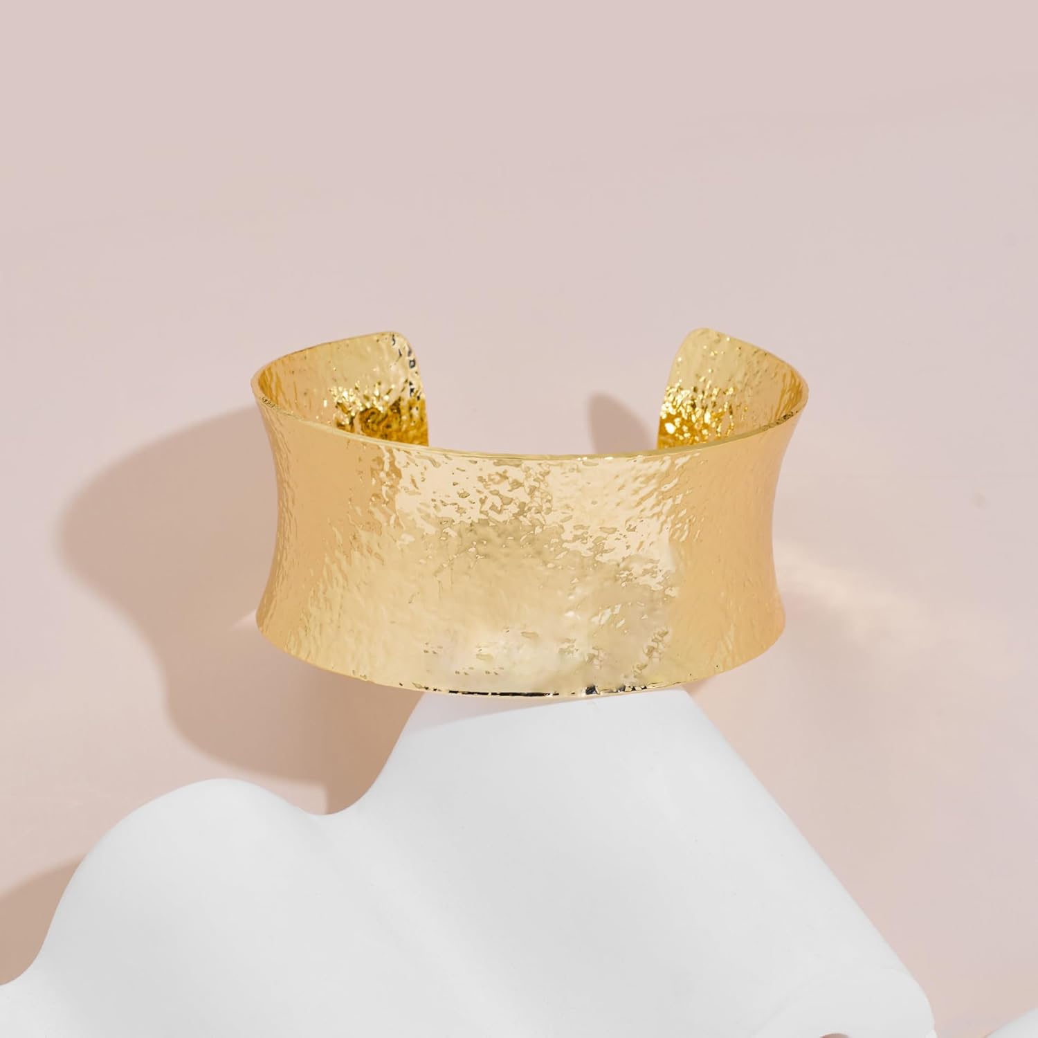 WOWORAMA Hammered Chunky Cuff Bracelets for Women Vintage Boho Wide Bangle Bracelets Irregular Statement Bracelet Thick Arm Cuff Gold Silver Bracelet - Image 2