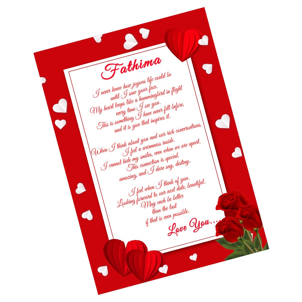 Midas Craft I Love You Fathima Name Love Letter on Birthday Anniversary Valentine's Day Pesonalized 27