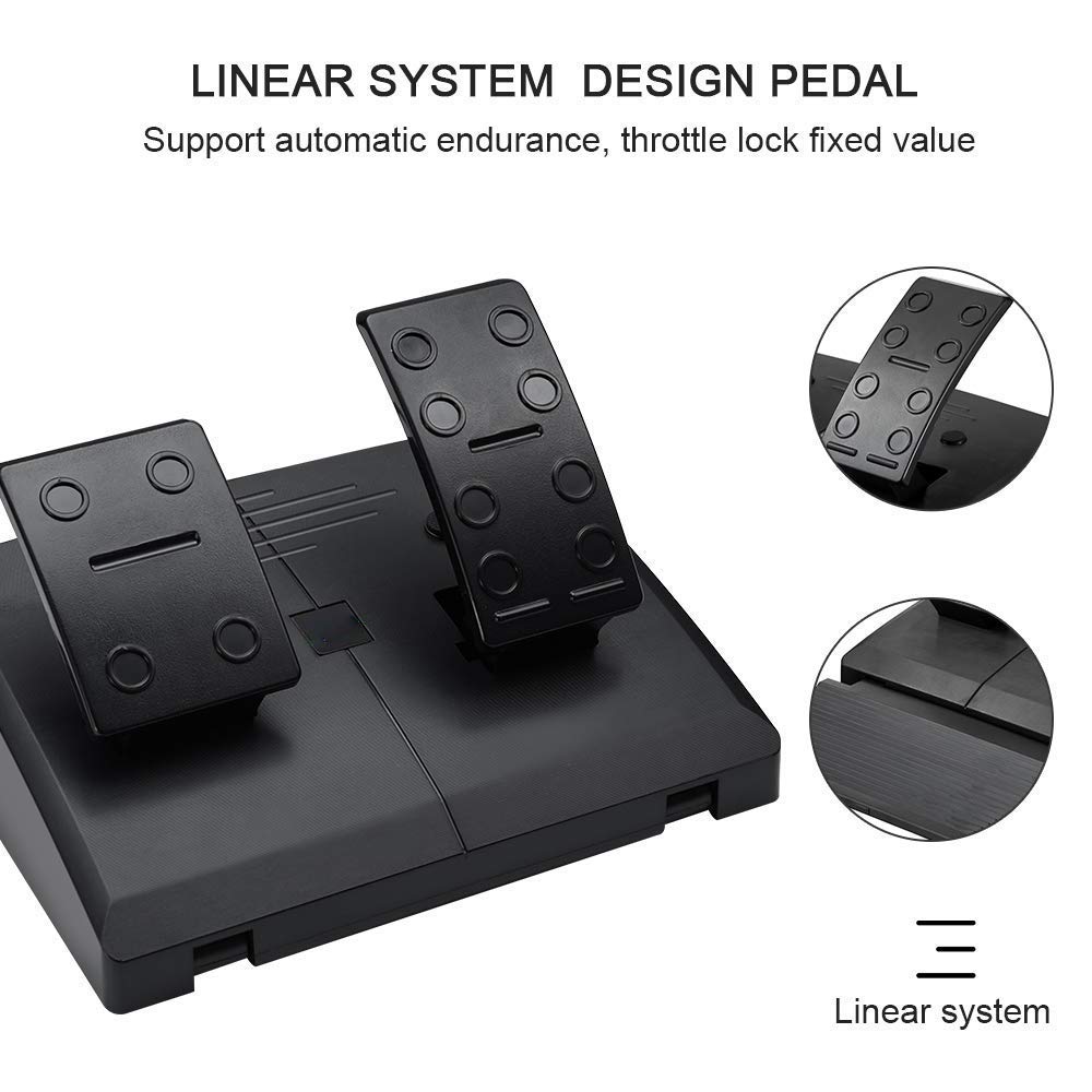 RajoNN Volante de Carreras para PC, Volante Universal de Carrera con simulación de Coche USB de 180 Grados con Pedales