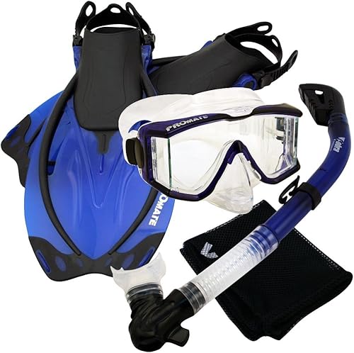Promate Snorkeling Aletas Panorámicas Purga Máscara Seca Snorkel Set