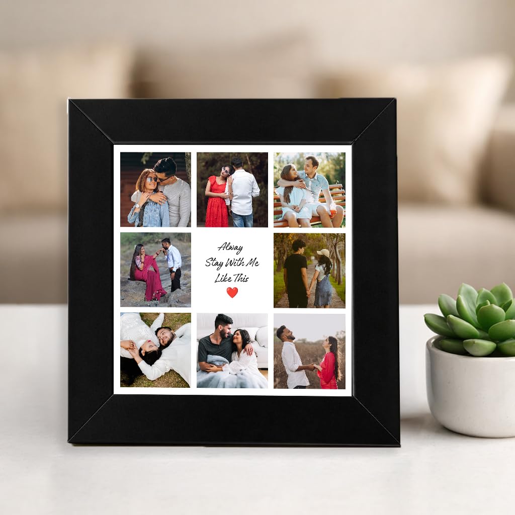 Customised 5x5 Inch Collage Photo Frame with Custom Message | Personalised Picture Frame with Multiple Photos | Tabletop & Wall Mount Memory Frame | HD Photo Print | Gift for Birthday, Anniversary & Couples-image-27
