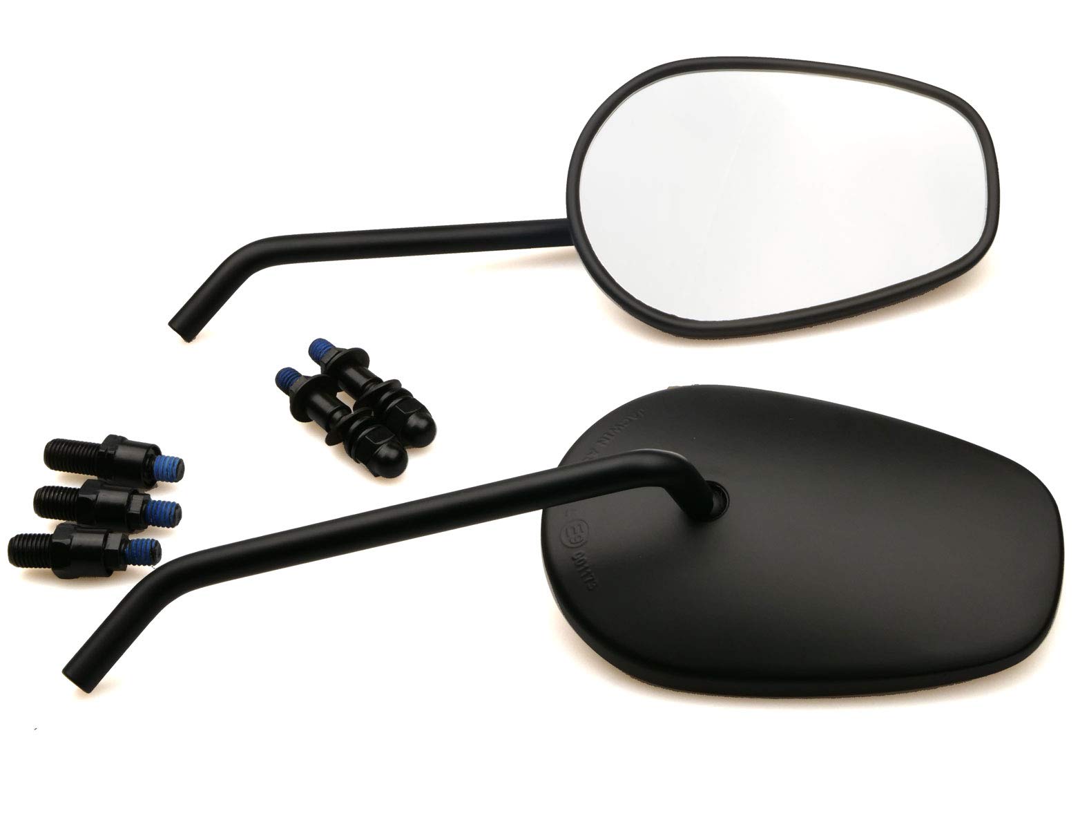 Iguana Custom Parts Paire de rétroviseurs de moto homologués HD Style noir mat avec visserie incluse pour toutes les motos, très bonne visibilité.