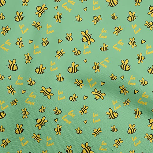 oneOone Viscose Chiffon Green Fabric Honey Bees Sewing Craft Projects Fabric Prints By Yard 42 Inch Wide