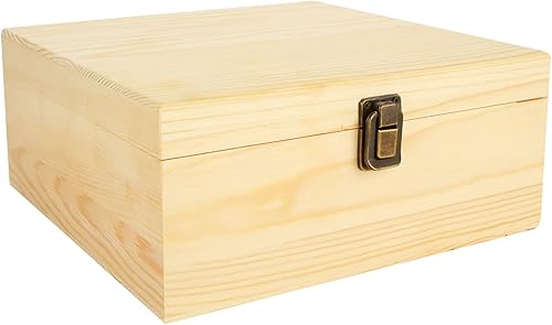 Miniatura 1 de DAJAVE Caja de madera sin terminar, caja de almacenamiento de madera con tapa con bisagras, caja de madera de pino, cajas de almacenamiento para