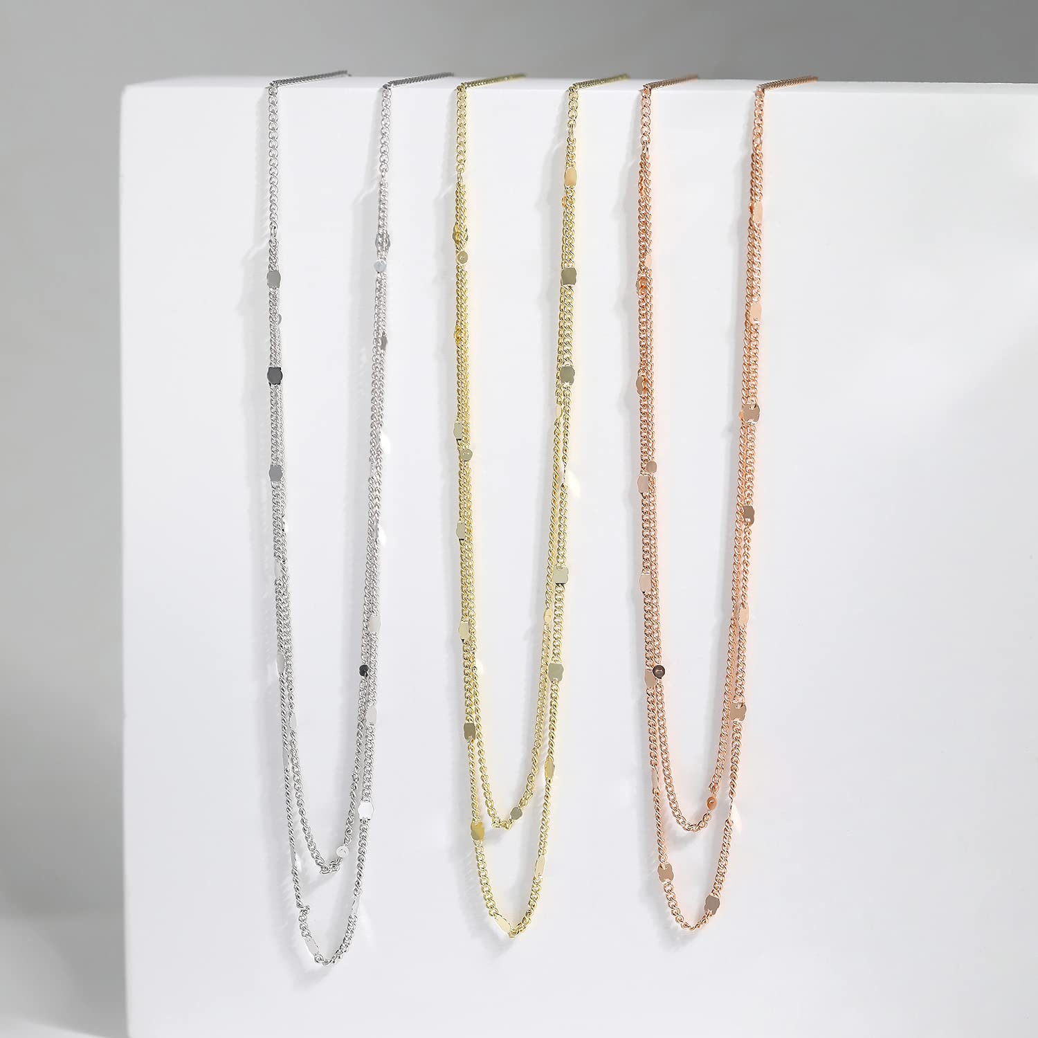 Meissa Collana a catena impilabile in argento sterling per donna Collana a strati dainty Collana girocollo in oro Regalo per la damigella d'onore, Oro rosa
