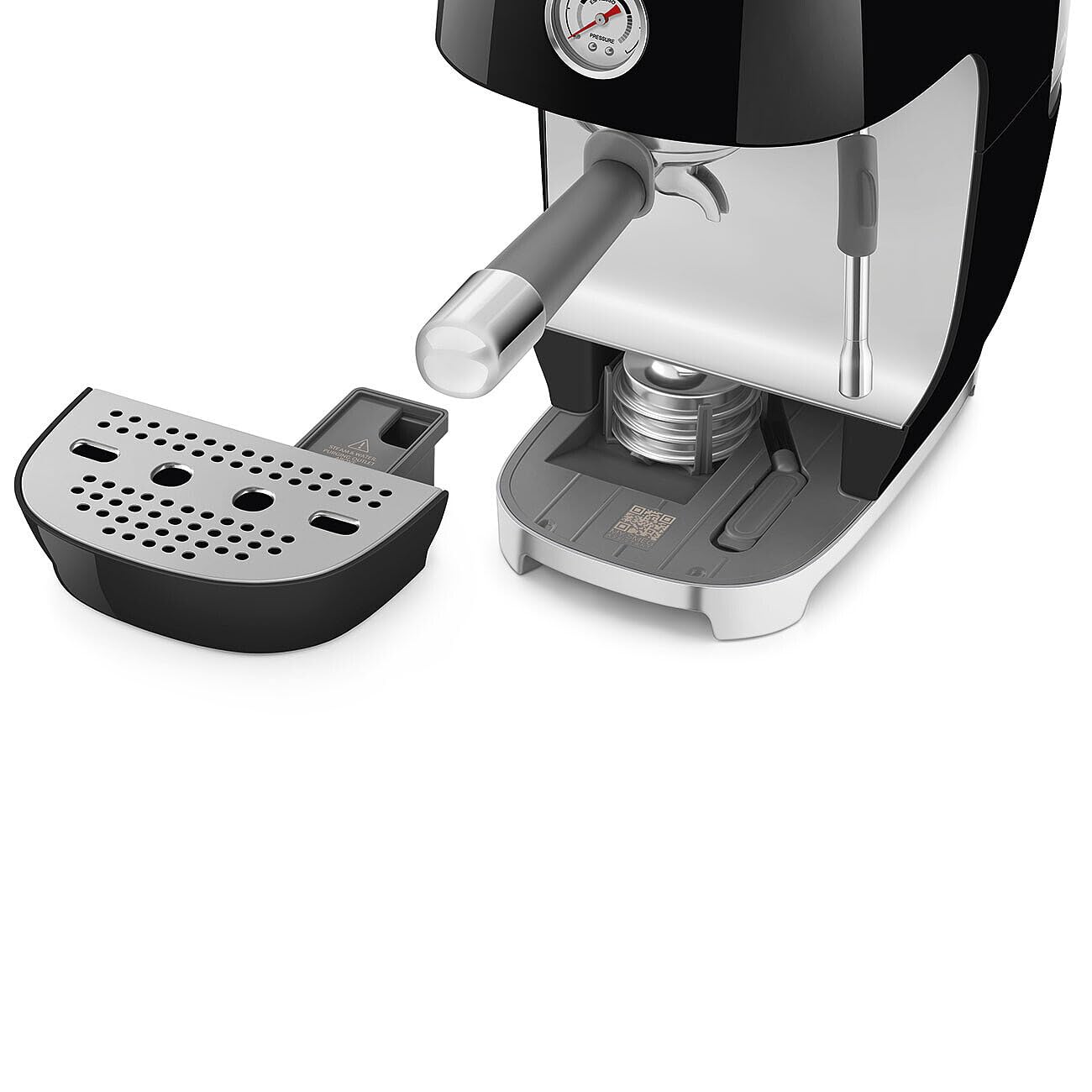 Smeg, Cafetera Espresso Manual ECF03BLEU, Thermoblock, Función de Brew Cold, Boquilla de Vapor y Manómetro, Depósito de 1,4 L, 1650 W, Negro