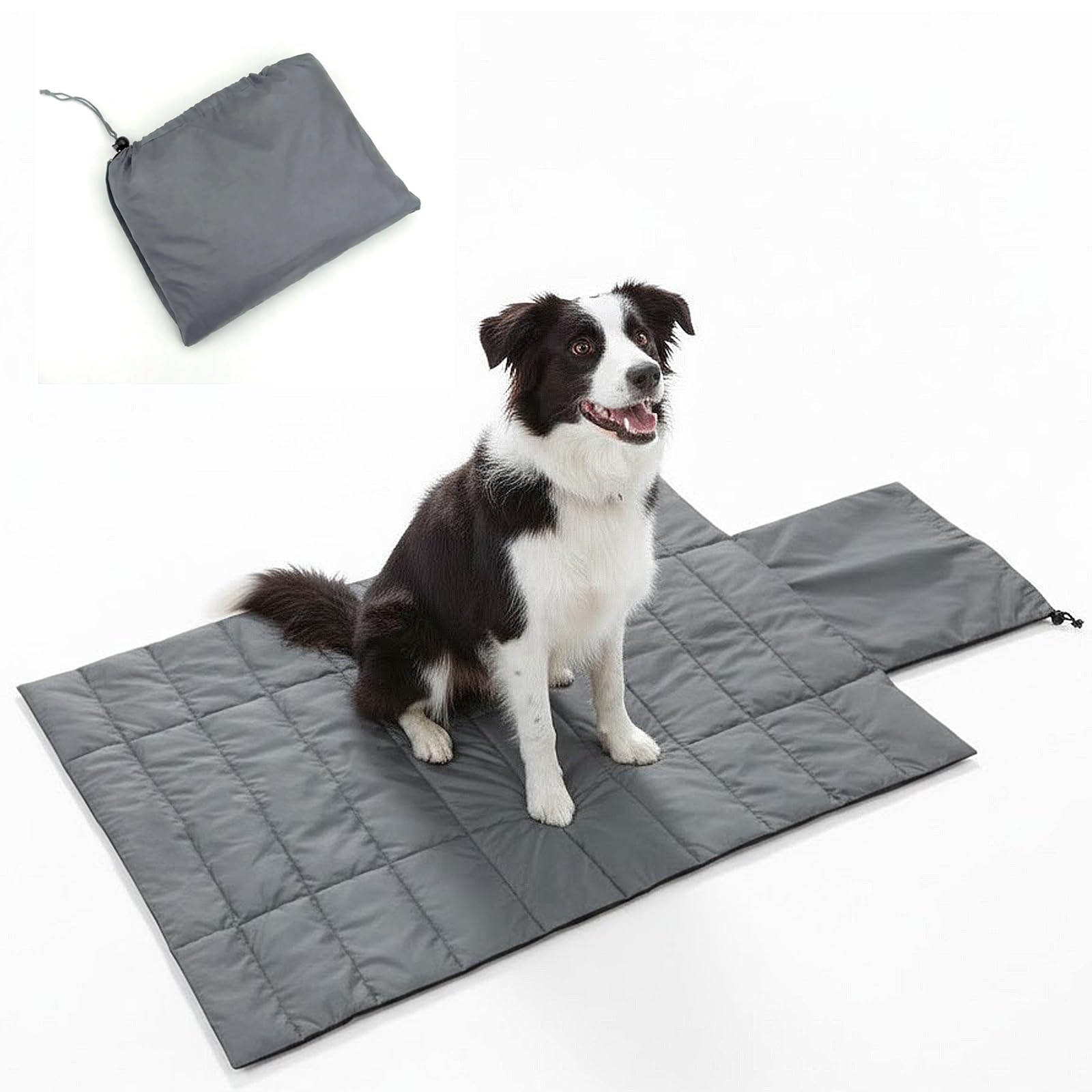 Colenumone Portable Dog Crate Pad, Water-Resistant Foldable Pet Sleeping Mat, Cool Touch Summer Dog Bed for Outdoor Travel Camping & Indoor Use, Washable Black Kennel Pad (39"x28")(Grey
