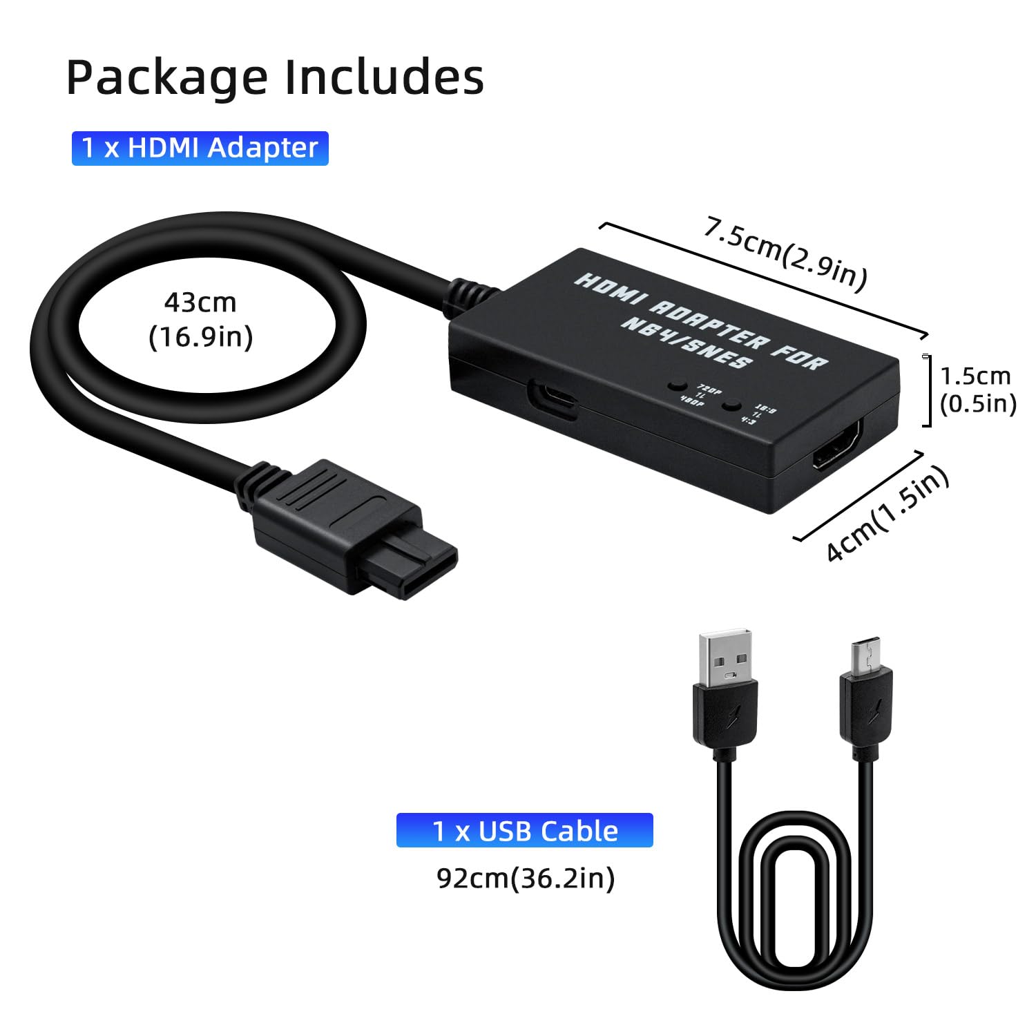 Mcbazel Konwerter N64 na HDMI dla konsoli N64/SNES. Kabel HDMI do HDTV obsługuje 480p/720p/stereo audio/współczynnik proporcji 16:9/4:3.