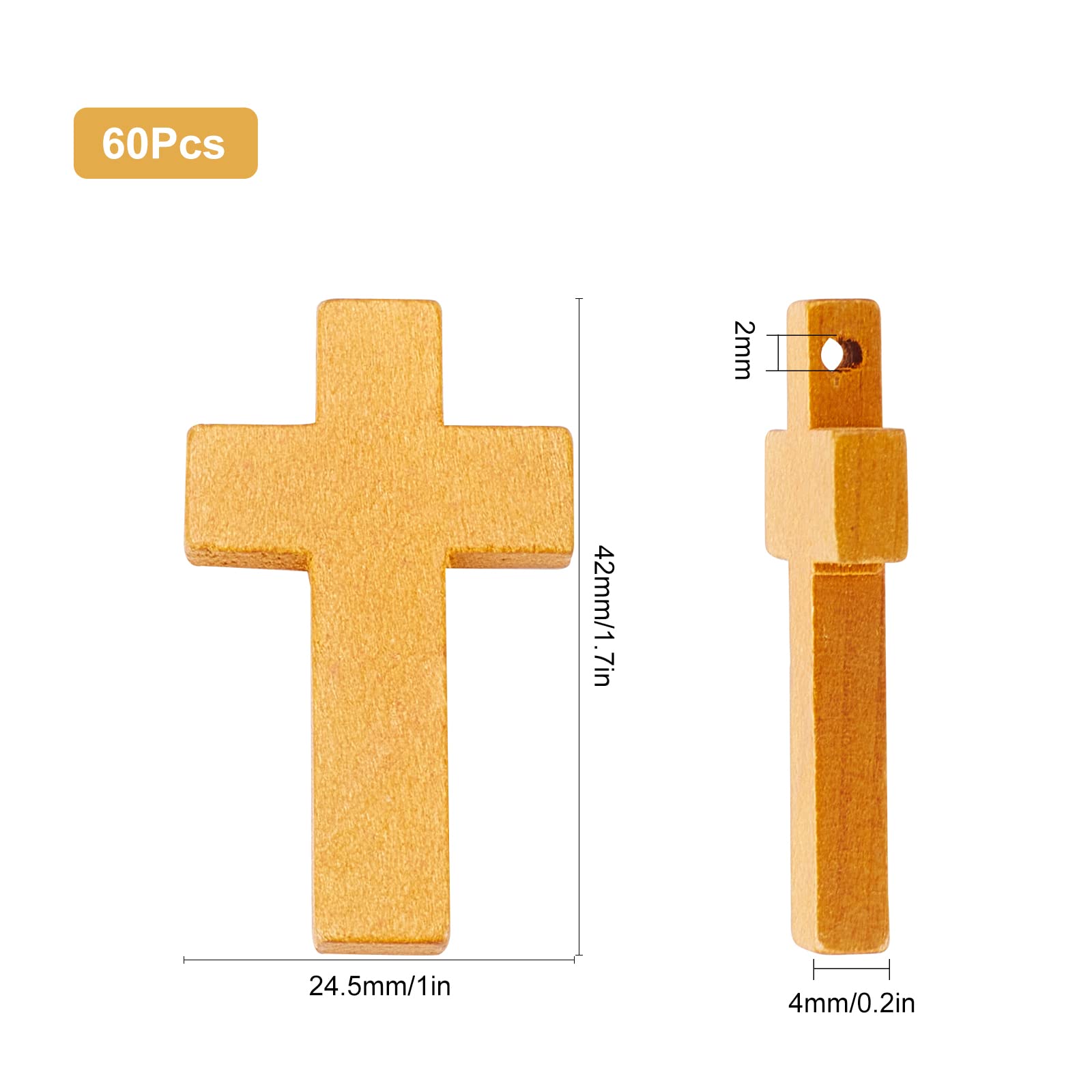 SUNNYCLUE 60Pcs Easter Wooden Crosses Bulk Wood Cross Pendants Natural Wooden Small Cross Charms Pendants for Party Favors Necklace Jewelry Making DIY Craft Handmade Accessories - Image 2