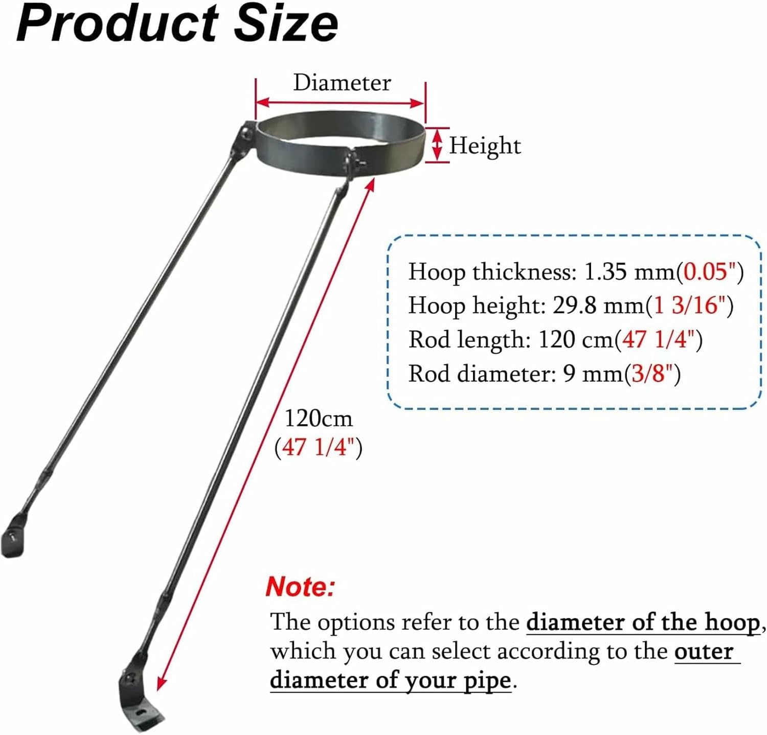 Universal Chimney Pipe Support, Roof Chimney Brace Kit for Flue Pipes, Furnace Stack Bracket Easy to Mount, Fireplace Stove Tube Stabilizer