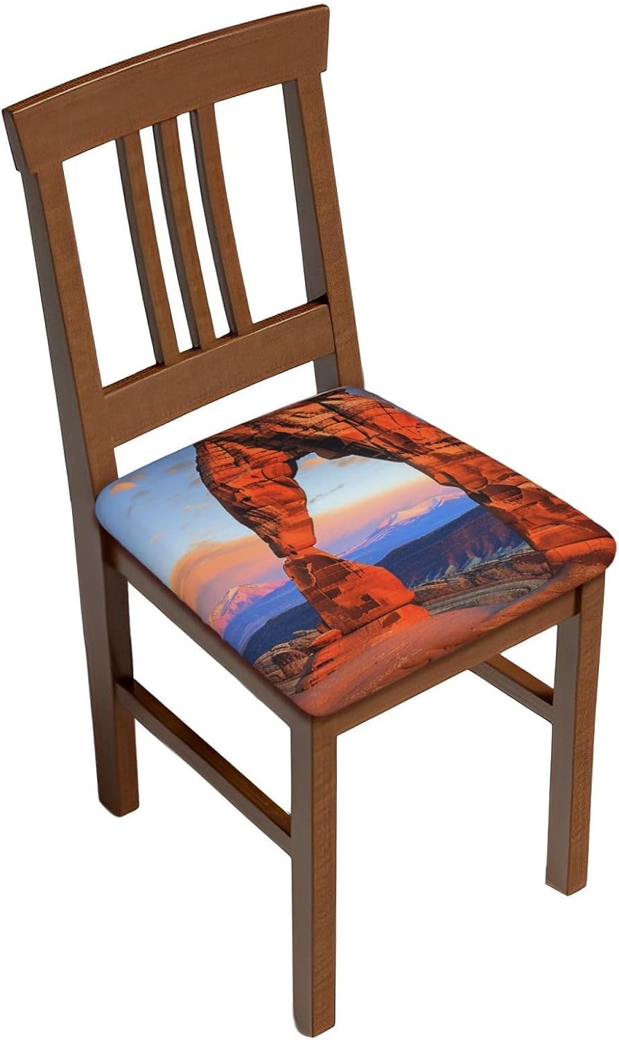 Arches National Park Print Square Cushion Covers 6 Pcs Set Elastic Non-Slip Seat Cushion Slipcovers Pet Furniture Protectors for Chair, Sofa