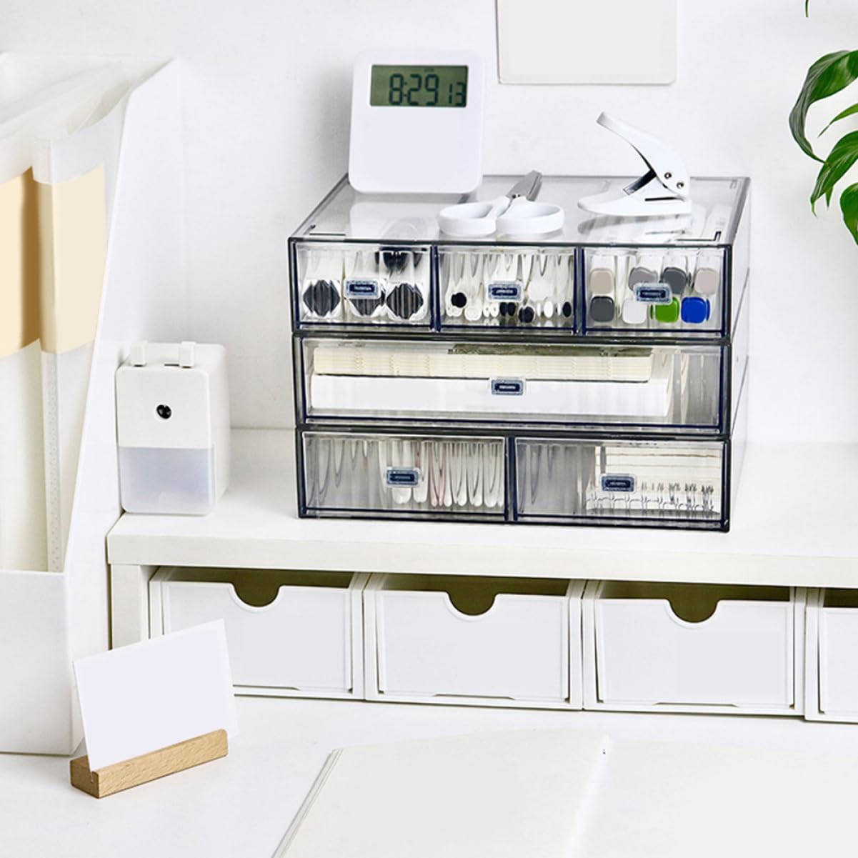 NUOBESTY Organiseur De Bureau À 3 Tiroirs Extensible Et Multicouche Boîte De Rangement Pour Maquillage Et Papeterie