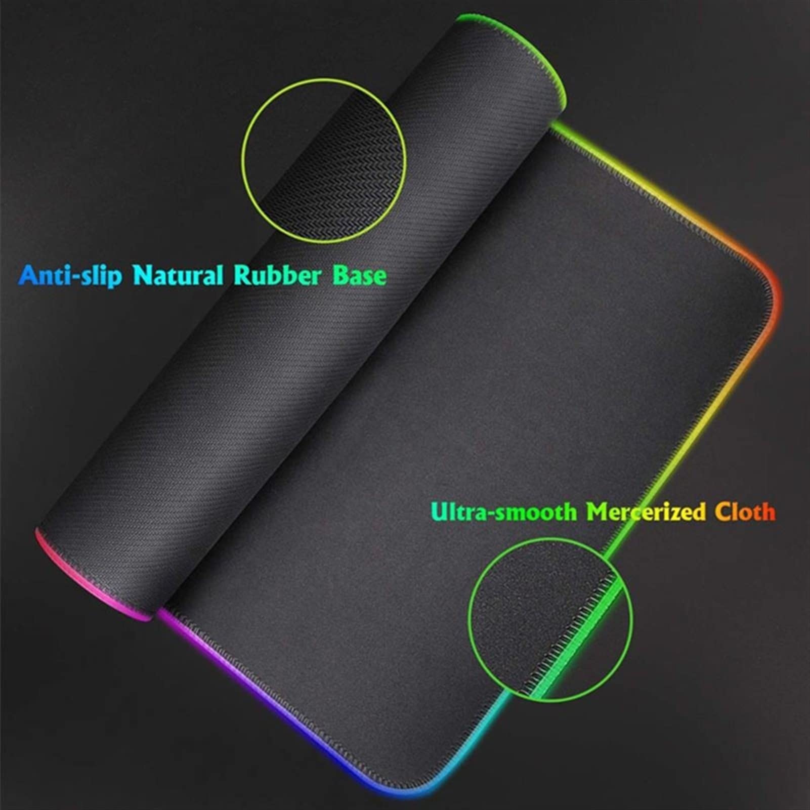 Rgb. Caricabatterie wireless da gioco GUIDATO Grande tappetino da tavolo da tavolo da 10W Desktop Desktop Qi Veloce Wireless Mousepad Tastiera tastiera estesa Tappetino for il mouse for laptop / uffic