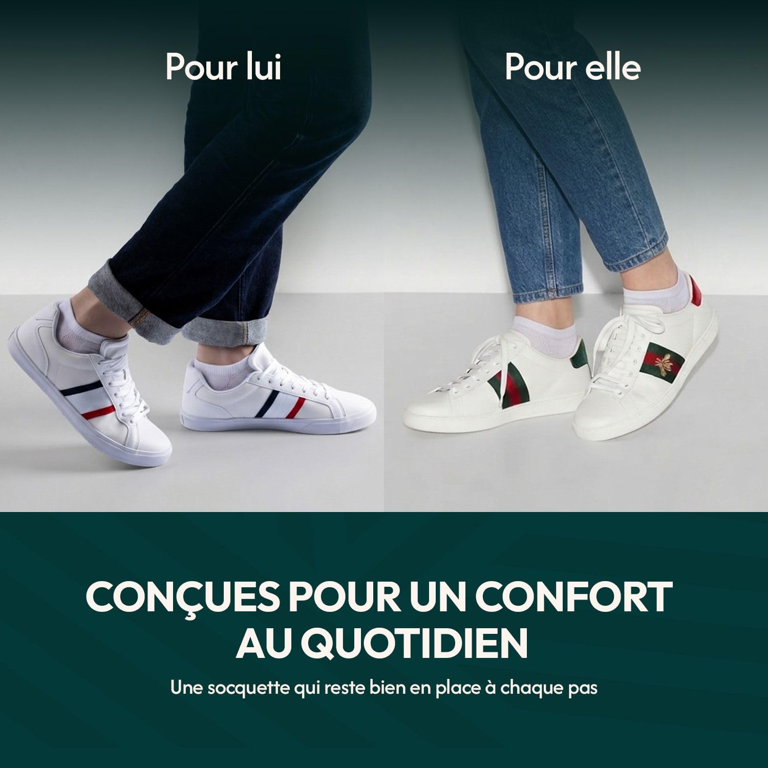 Socquettes de luxe en coton égyptien, Lot de 6, Marque française, Chaussettes Basses antidérapantes, Anti transpiration, renforcées, douces, fines, Homme Femme, Blanches Noires, 35-38, 39-42, 43-46