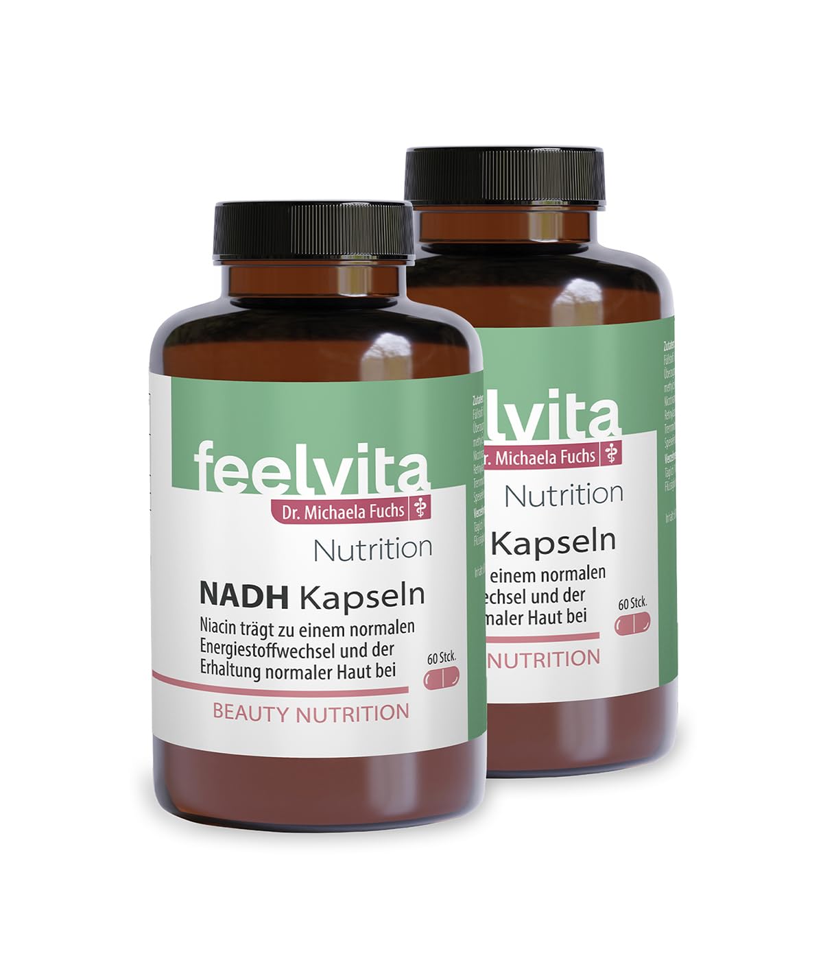 Genius Feelvita Nutrition NADH-Kapseln mit Niacin, Zink, Vitamin A & Vitamin B2- für einen normalen Energiestoffwechsel und zur Verringerung von Müdigkeit- 120 Kapseln, 4-Monatsvorrat, Made in Germany