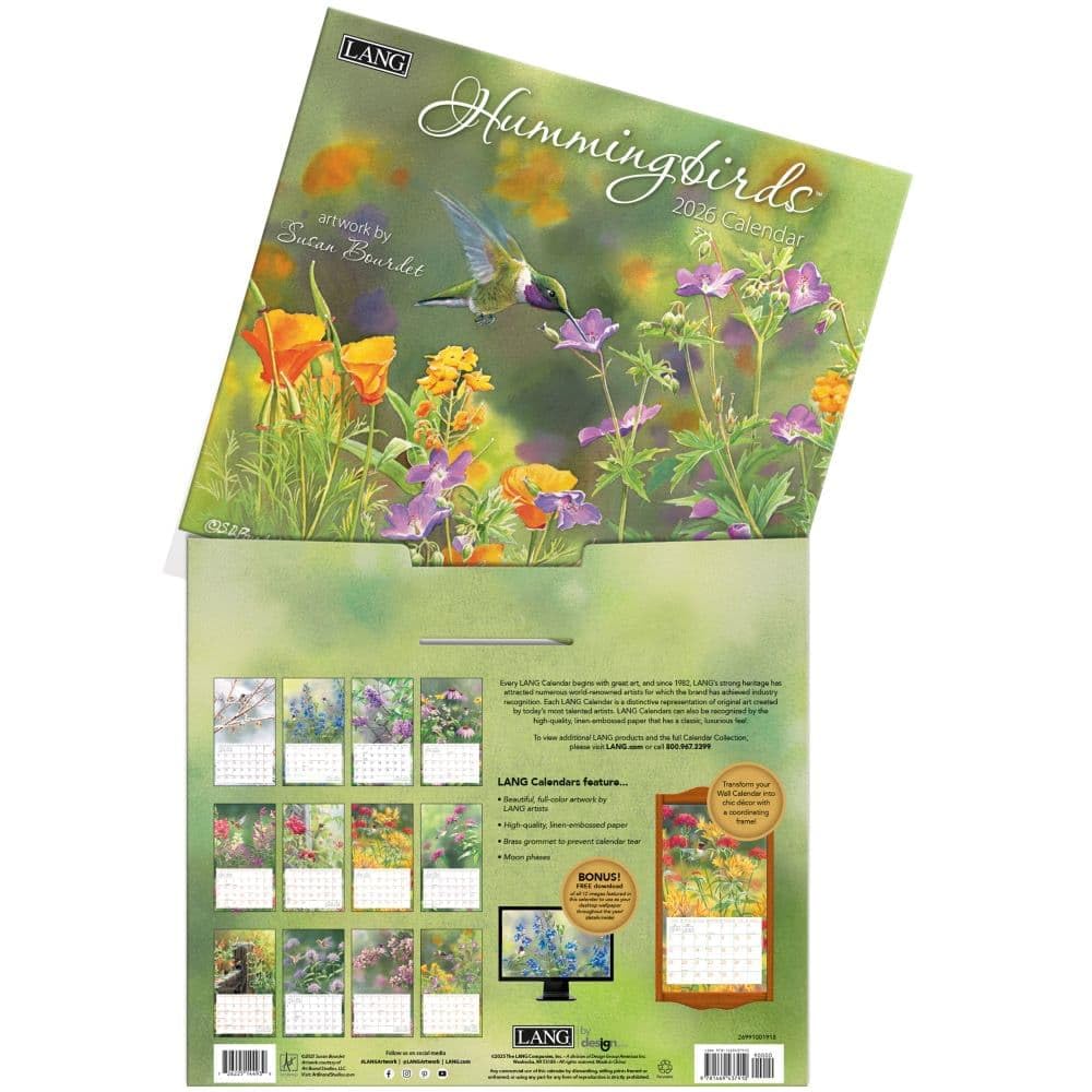 Lang, Calendario de pared 2026 de Colibríes por Susan Bourdet