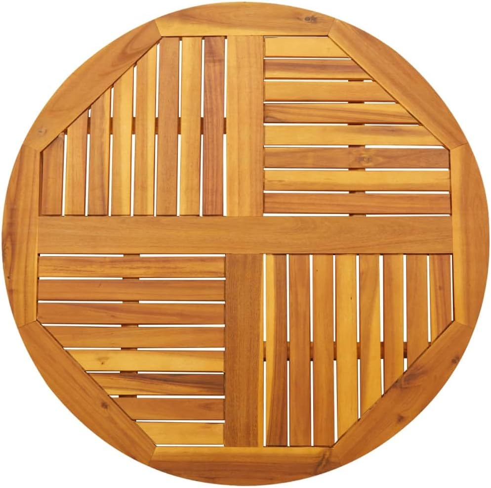 vidaXL Solid Acacia Round Dining Table for 4 | Rustic Style for Indoor & Outdoor Use 35.4In Diameter Durable Wood Easy Care Room or Kitchen Furniture